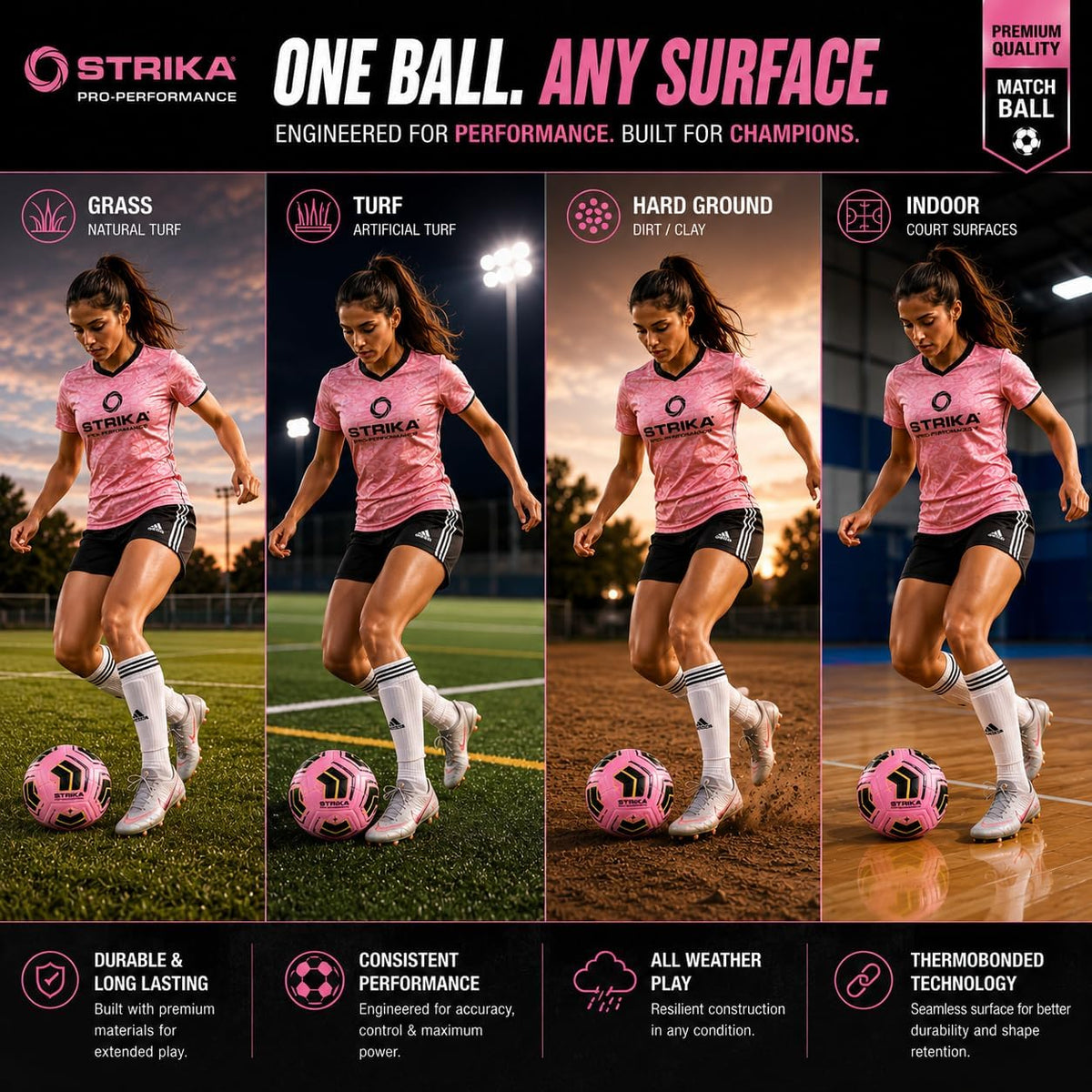 STRIKA Balón de fútbol prémium tamaño 5 y 4 \u2013 Pelota híbrida p...