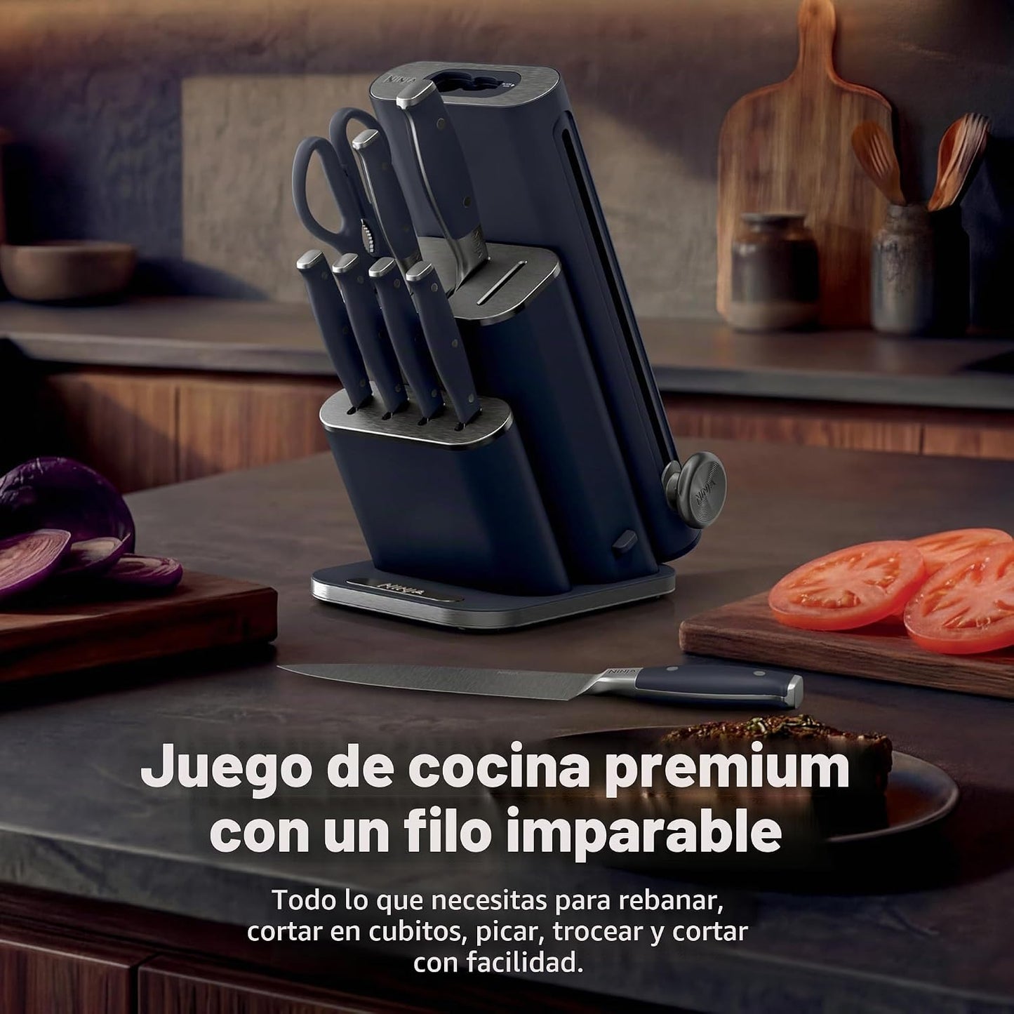 Ninja NeverDull® - Juego de cuchillos alemanes de acero inoxidable...