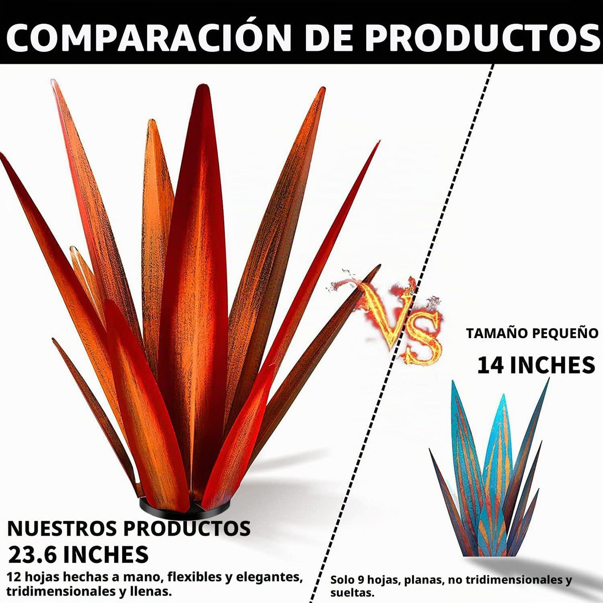 KODIBO Planta de agave de metal de 24 pulgadas, decoración al aire...