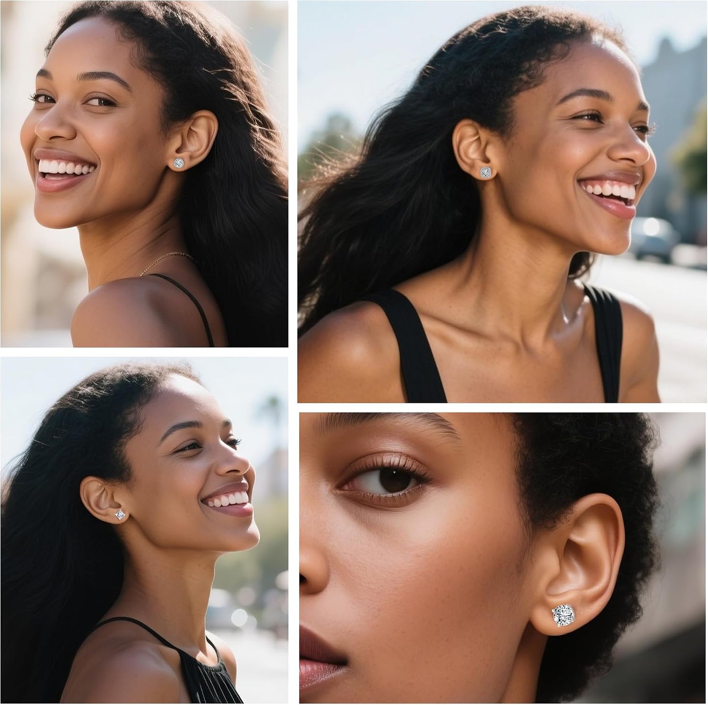 ALEXCRAFT Aretes de tuerca de plata de ley para mujeres y niñas, ci...