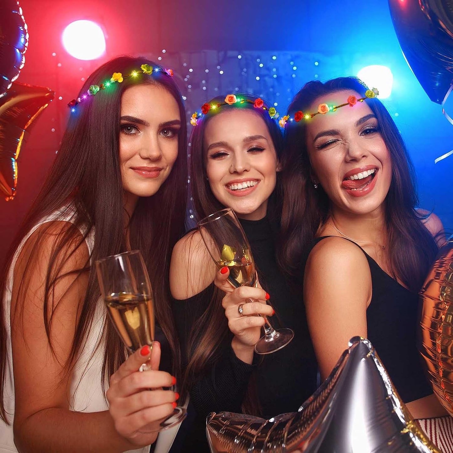 HONLYNE 54 PCS Coronas de Flores LED Diademas, Coronas de Flores Il...