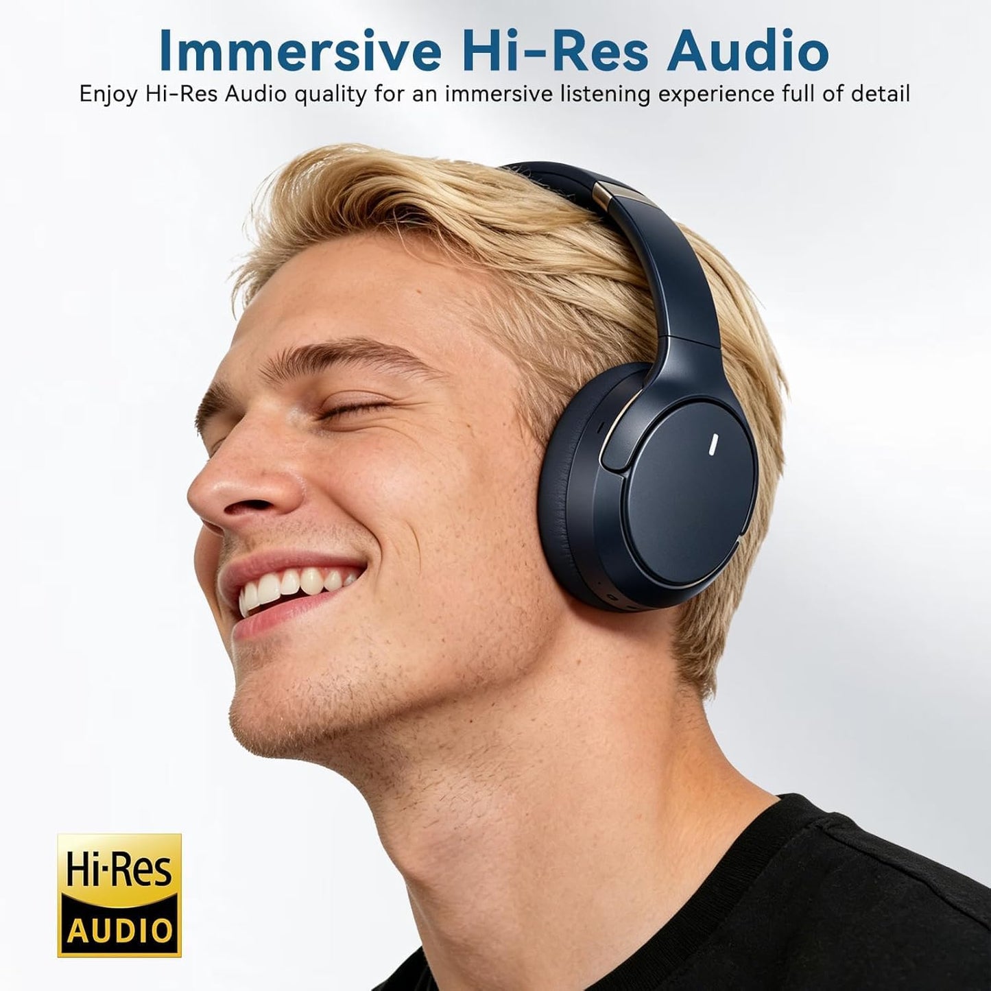 Auriculares inalámbricos ANC híbridos sobre la oreja, tiempo de rep...