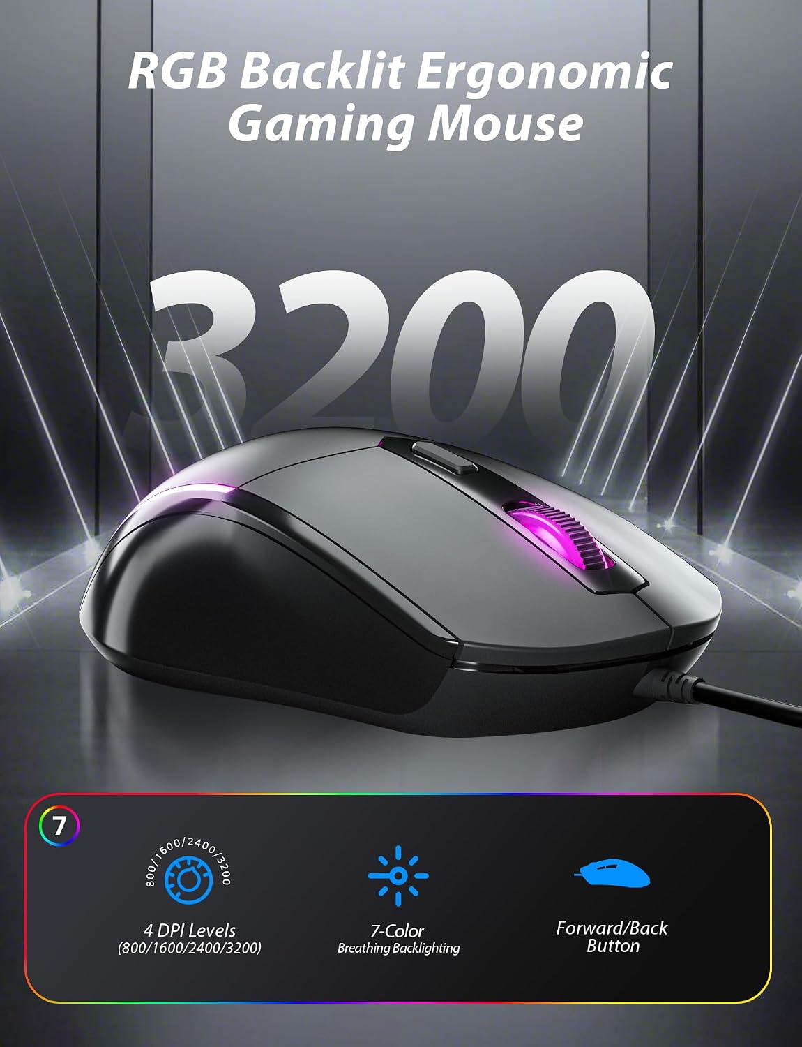 Bevewlpol Combo de teclado mecánico y mouse rosa para juegos, tecla...