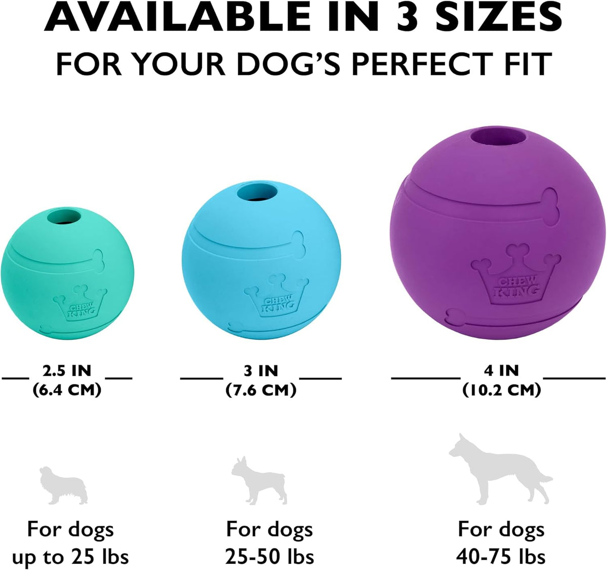 Chew King - Pelotas para lanzar y buscar, juguete de goma natural e...
