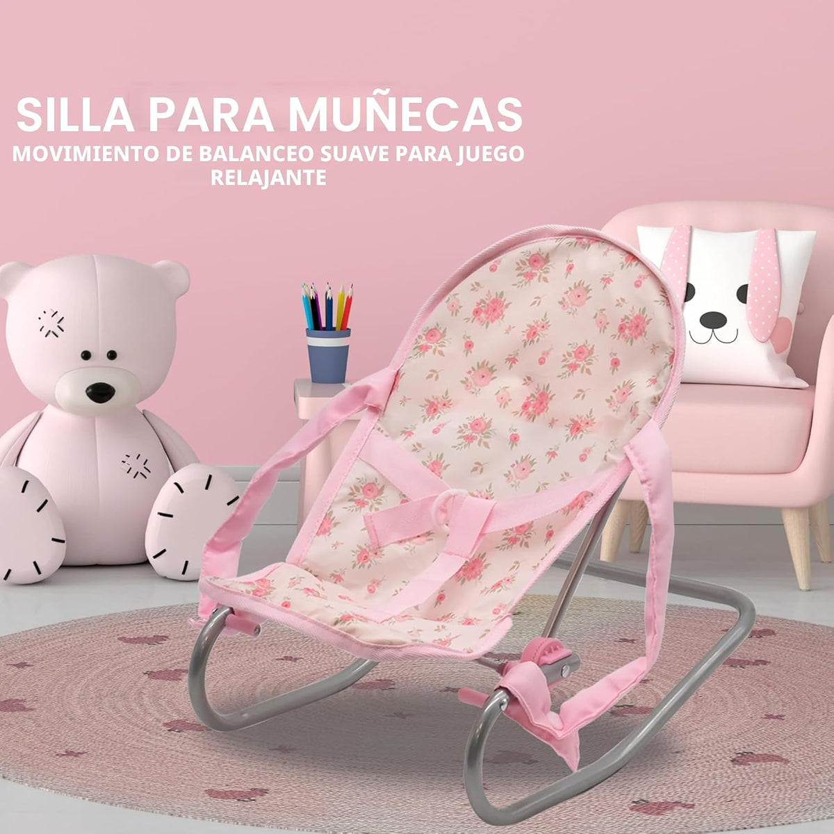 Juego de cochecito para muñeca bebé y asiento para guardería, juego...