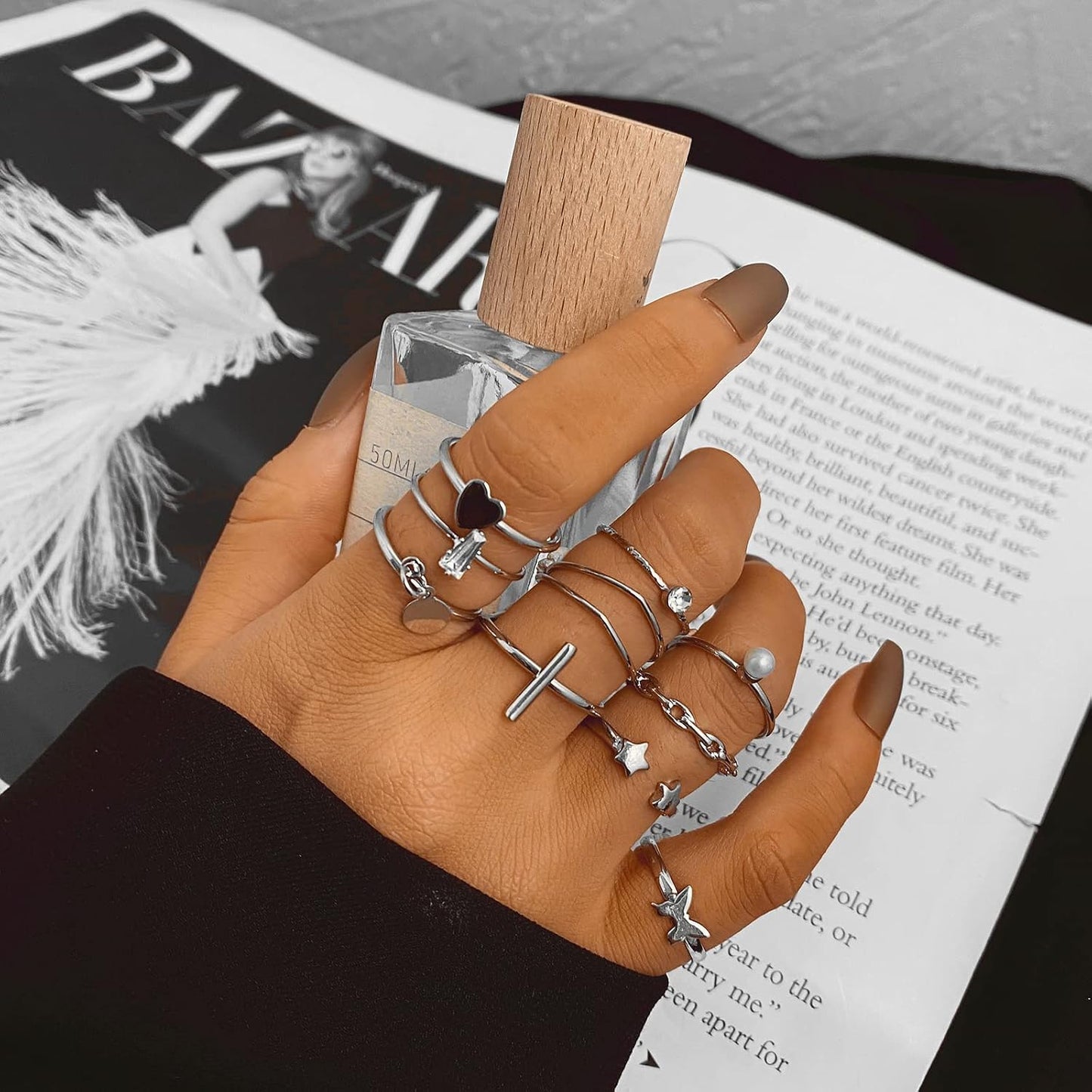 YEEZII Juego de 68 anillos para nudillos, dorados, para mujeres, ap...