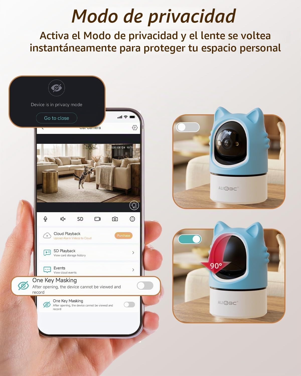 ALIOBC Cámara para mascotas con aplicación de teléfono, seguimiento...