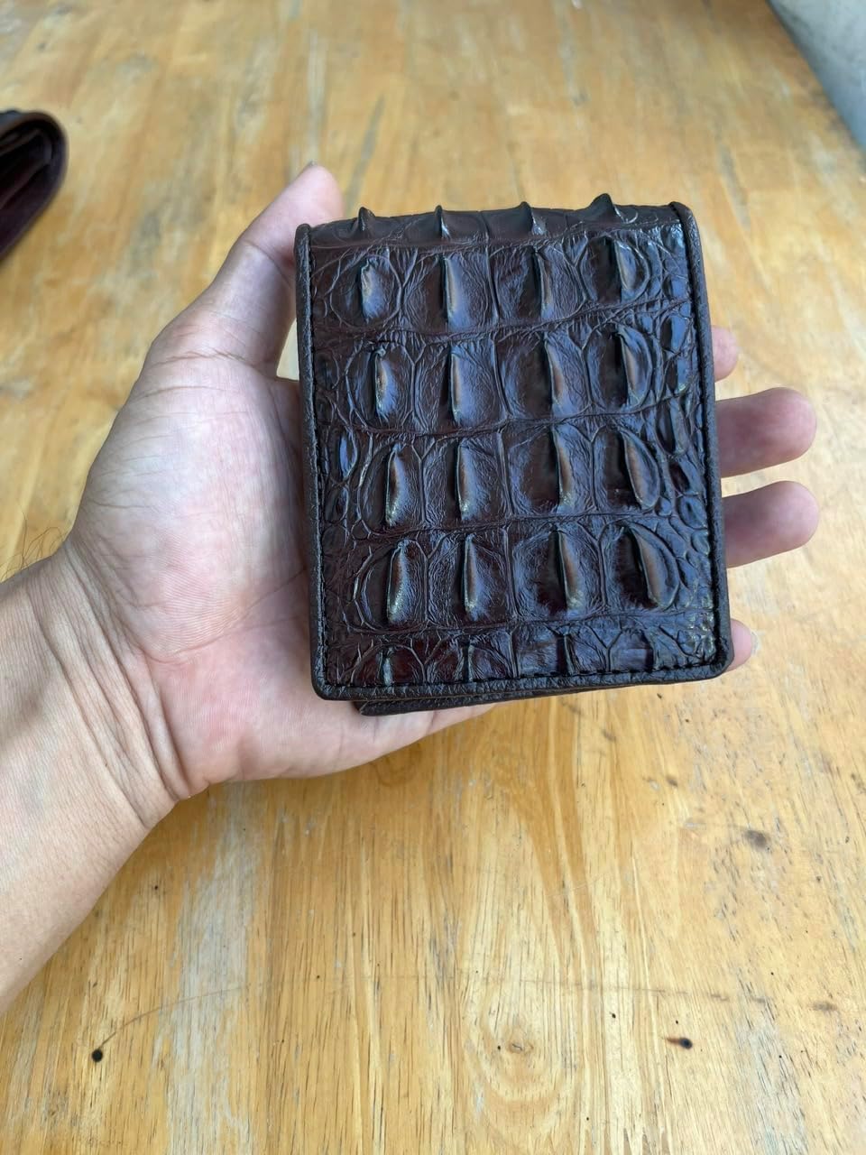 VIETDAVN Carteras plegables de cocodrilo genuinas para hombres, car...