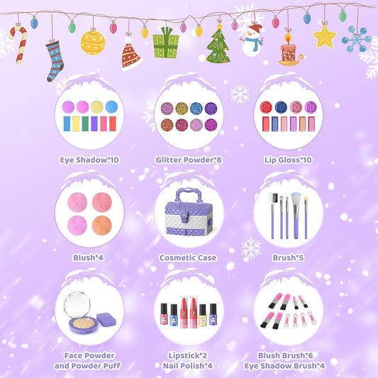 Kit de maquillaje de 57 piezas para niñas, juego de maquillaje cosm...