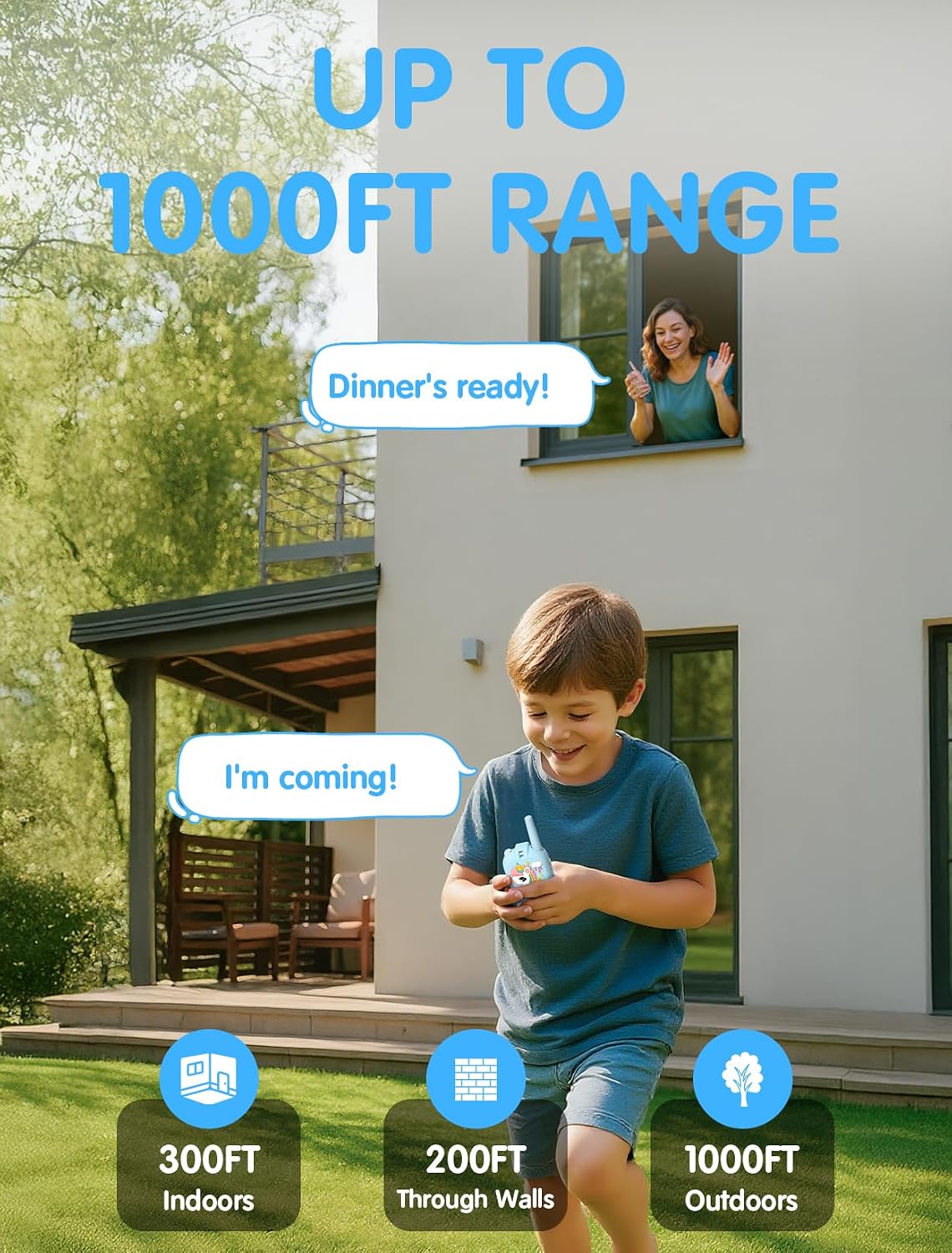 Walkie Talkies de video para niños, paquete de 2 recargables con pa...