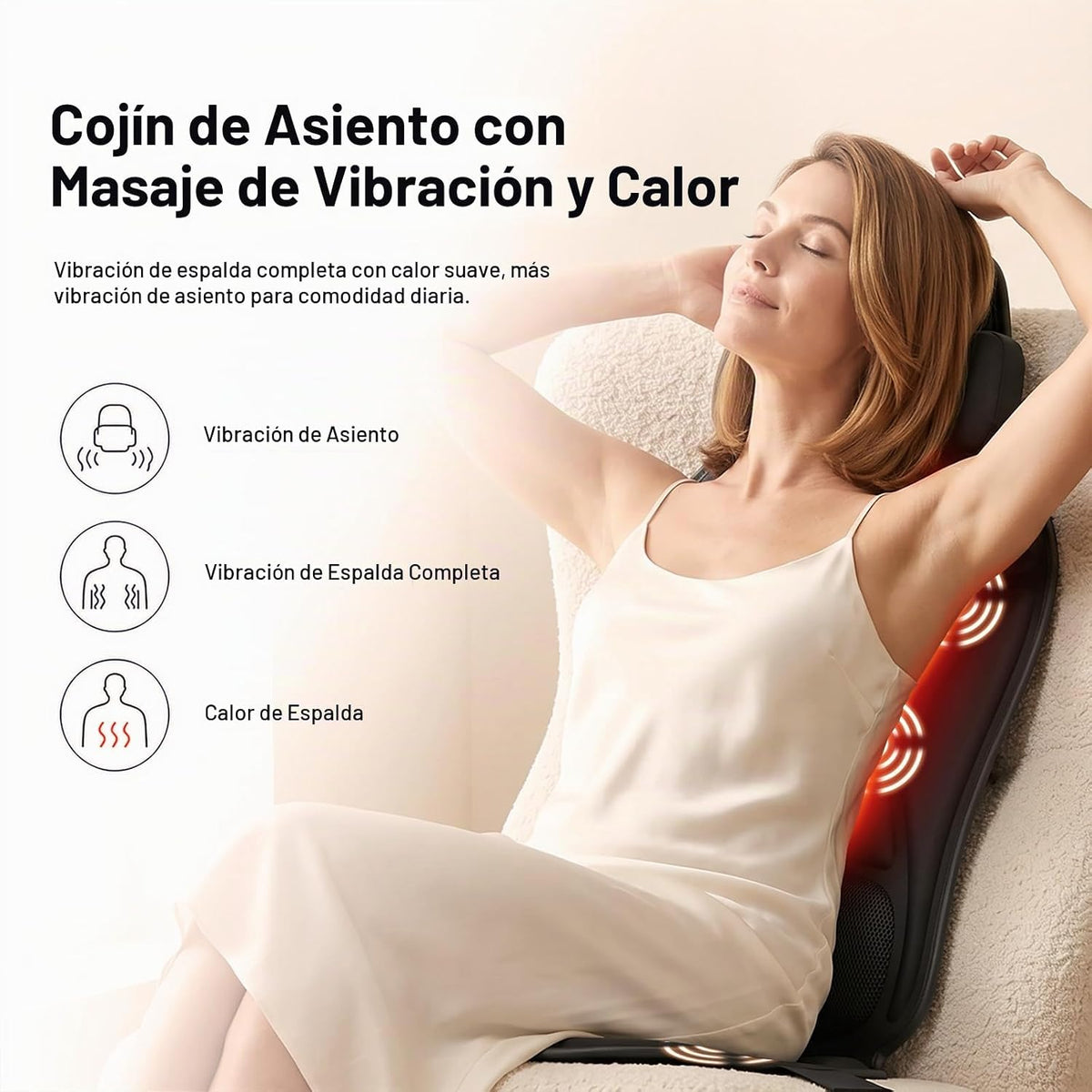 comrelax Masajeador de espalda vibratorio para silla con calor y re...