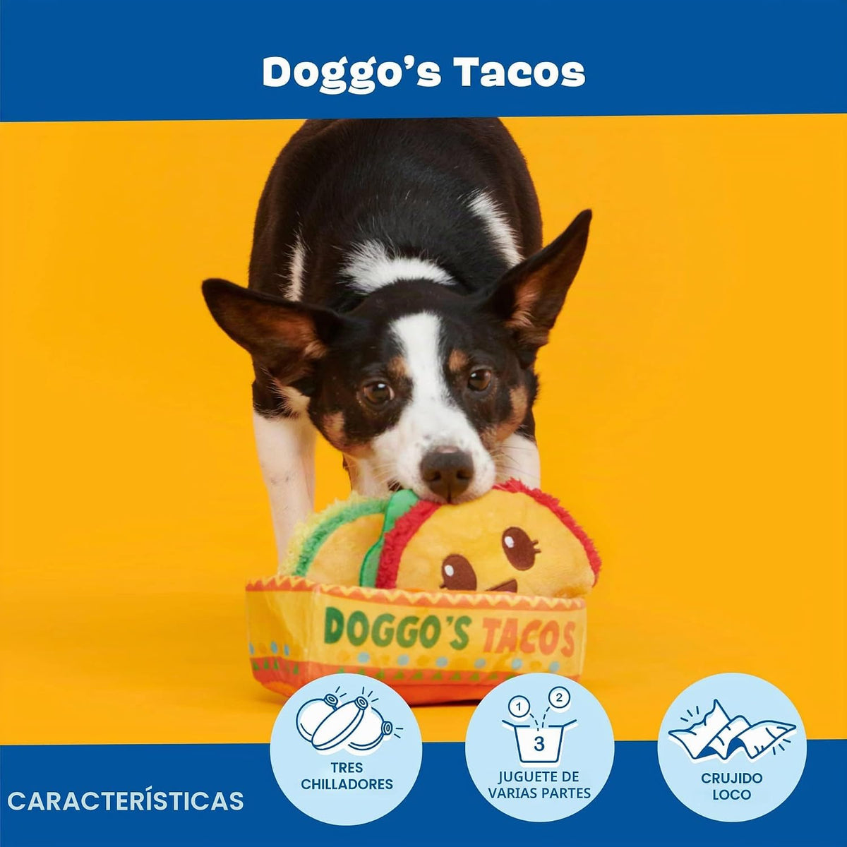 Barkbox Doggo's Tacos - Juguete de peluche chirriante 3 en 1 pa...