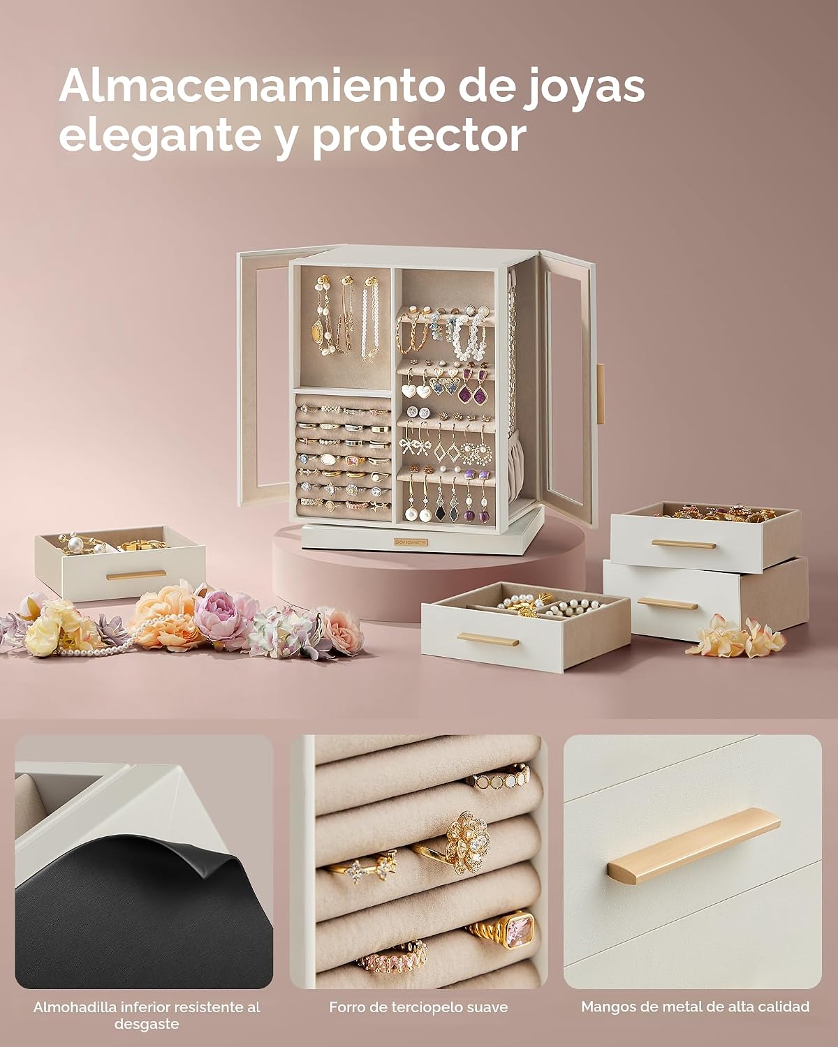 SONGMICS GISELLA Collection UJBC170W01 - Joyero organizador girator...