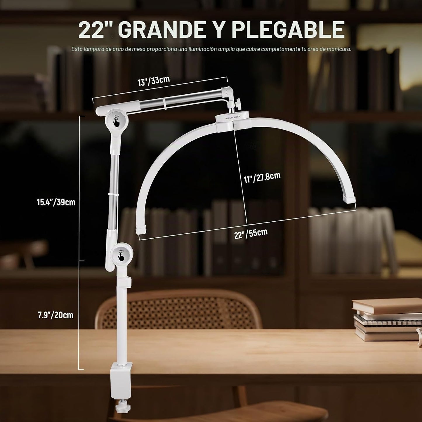 NEEWER Basics Luz de Pestañas de Media Luna de 22" con Soporte...