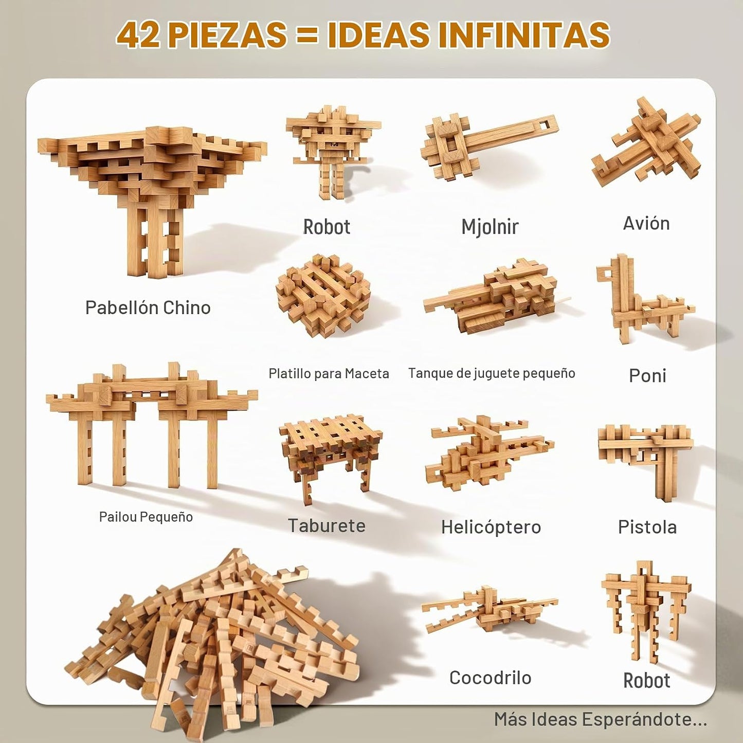 GLCforever Bloques de construcción de madera STEM 15 en 1, más de 1...