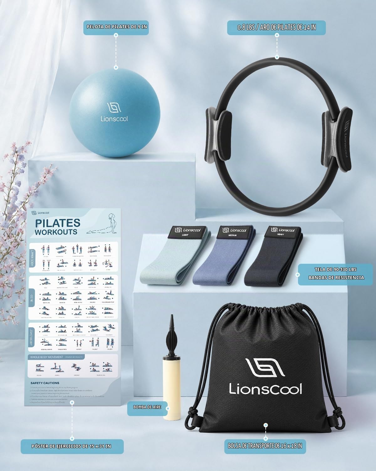LIONSCOOL Juego de anillos de pilates círculo mágico de 14", mini p...