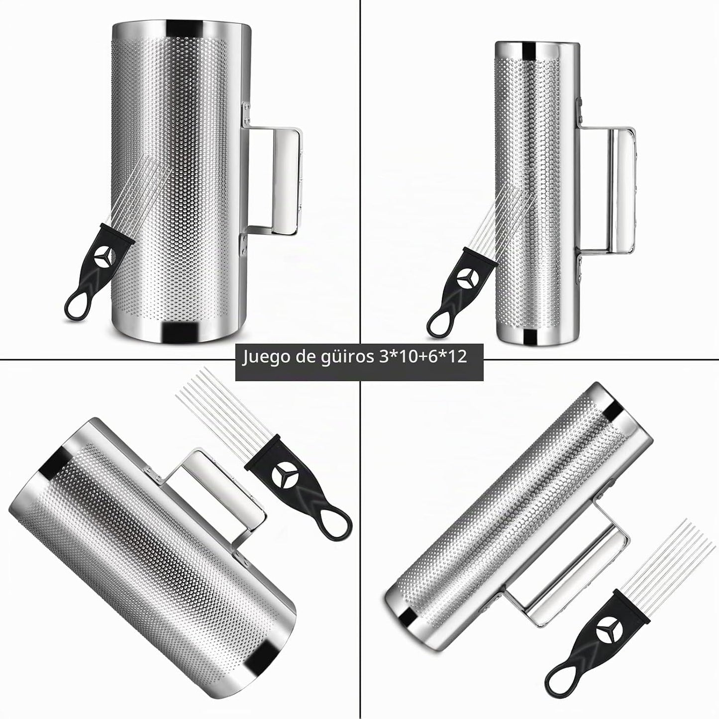 Soulmate Guiro Instrument Guiro Shaker de acero inoxidable 3 "1...
