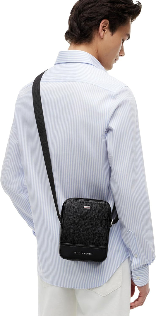 Tommy Hilfiger Mini Reportero Central para hombre, NEGRO Talla única