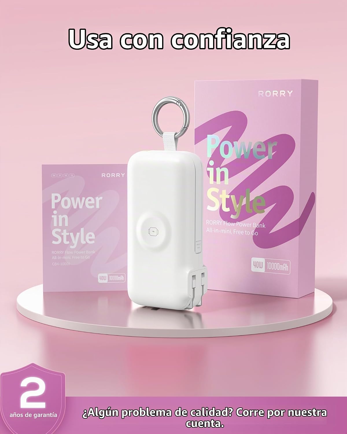 RORRY Cargador portátil de flujo 10000mAh 40W enchufe de pared Banc...