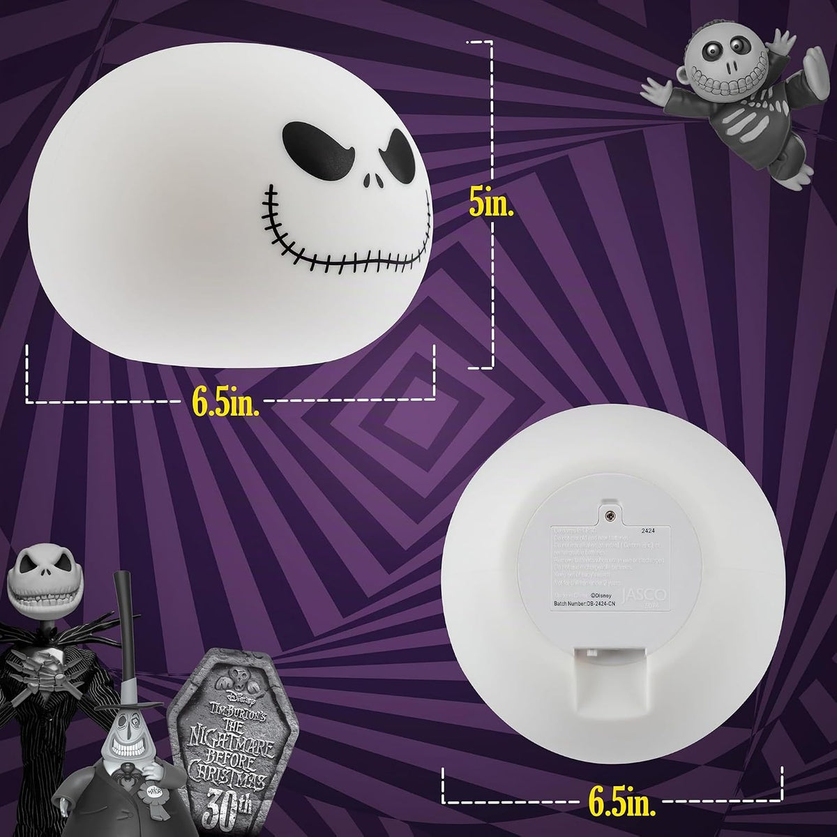 Disney Jack Skellington Squishy Light - Luz nocturna que cambia de...