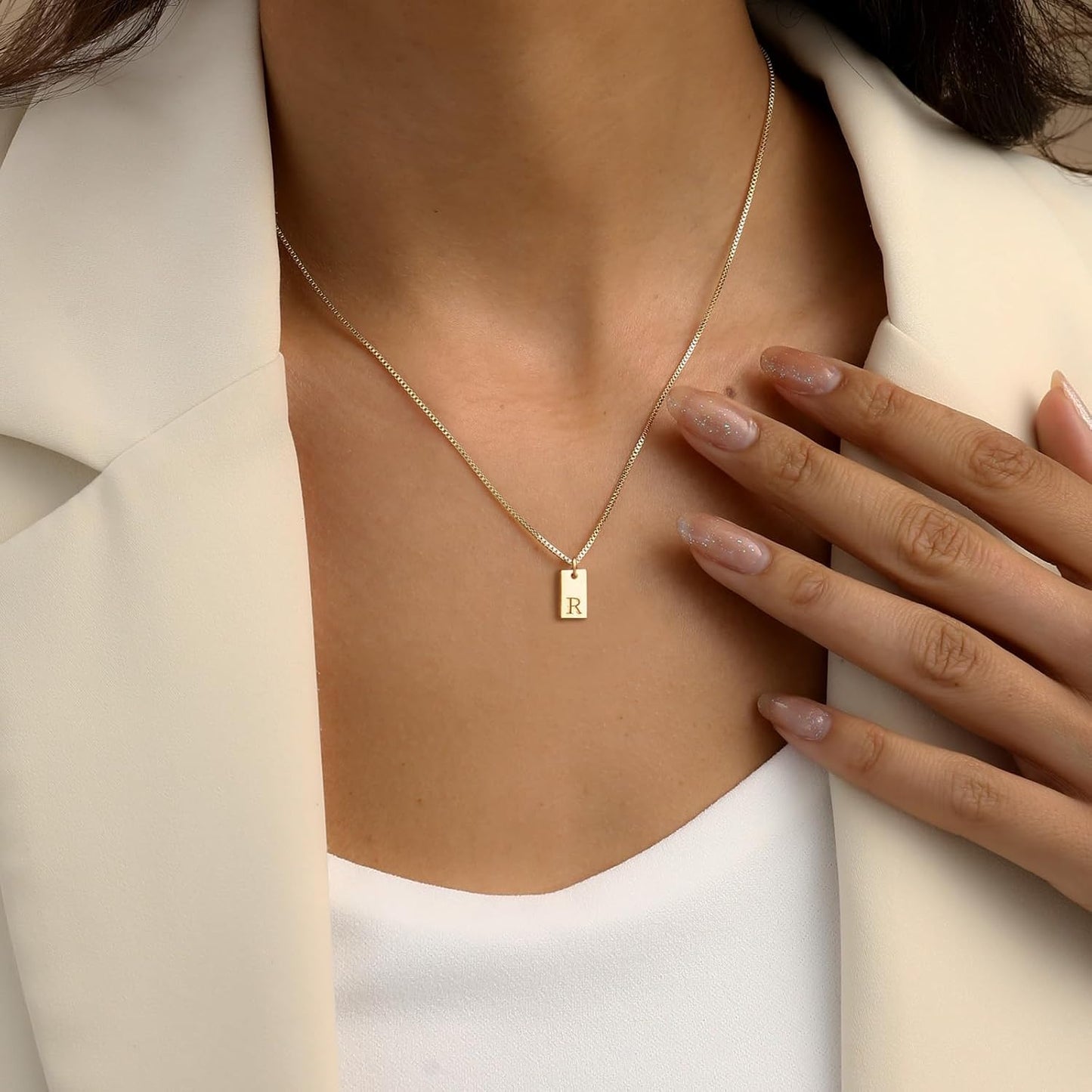 Collares con letra inicial para mujer, chapados en oro de 14 quilat...