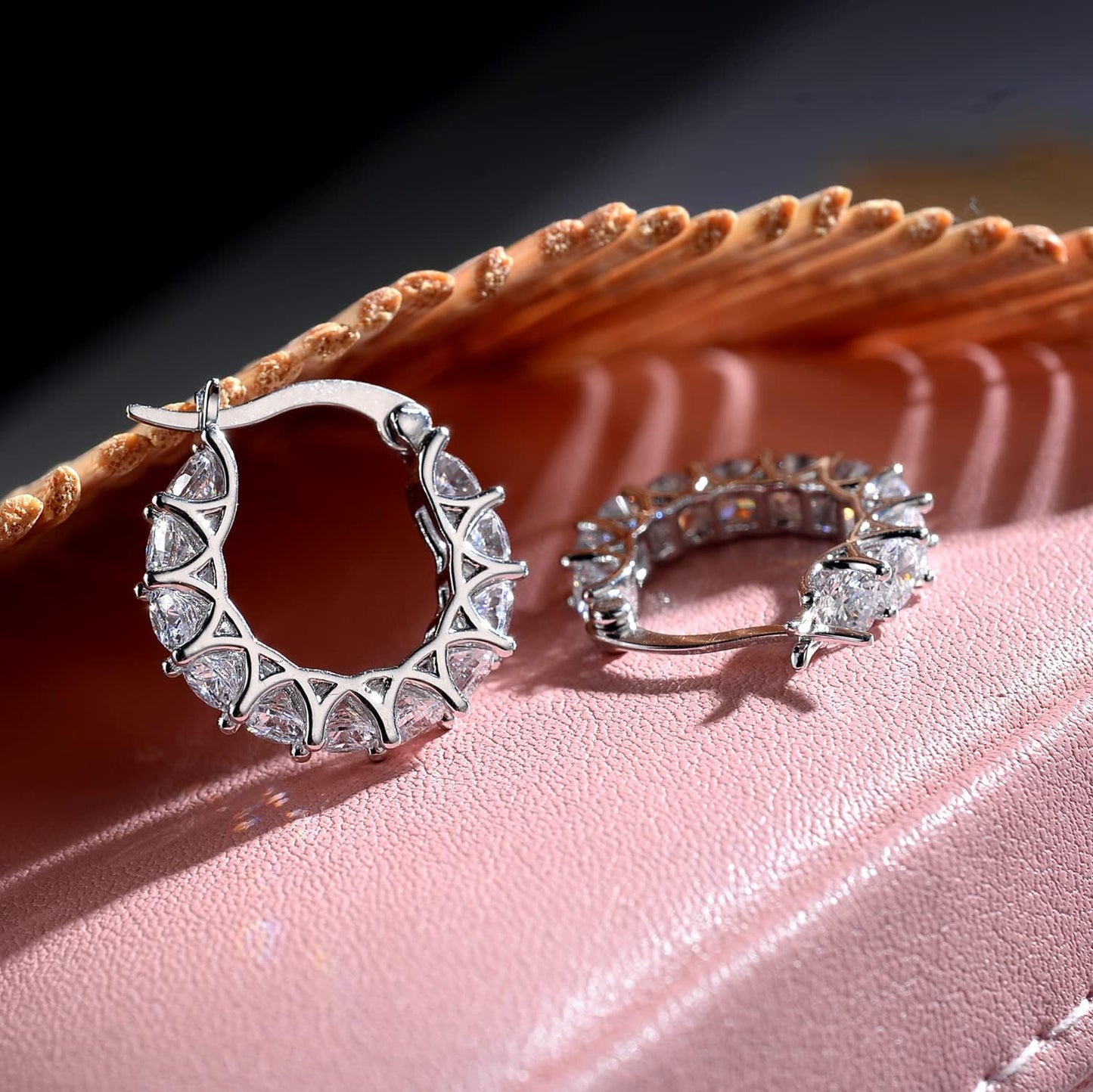 Aretes de aro de plata esterlina con circonita cúbica y aretes de o...
