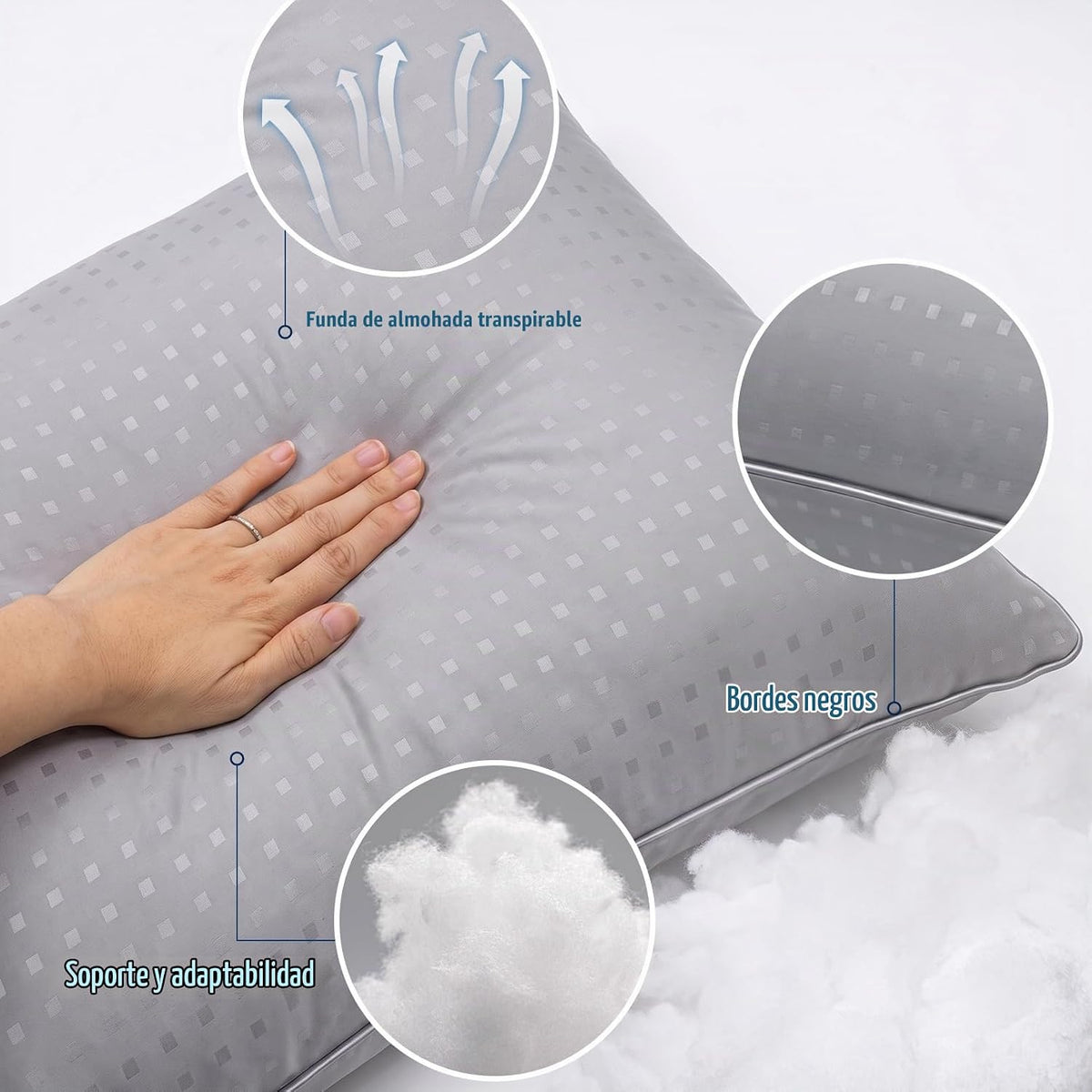 Higoom Almohadas de cama tamaño King para dormir, 4 unidades, almoh...