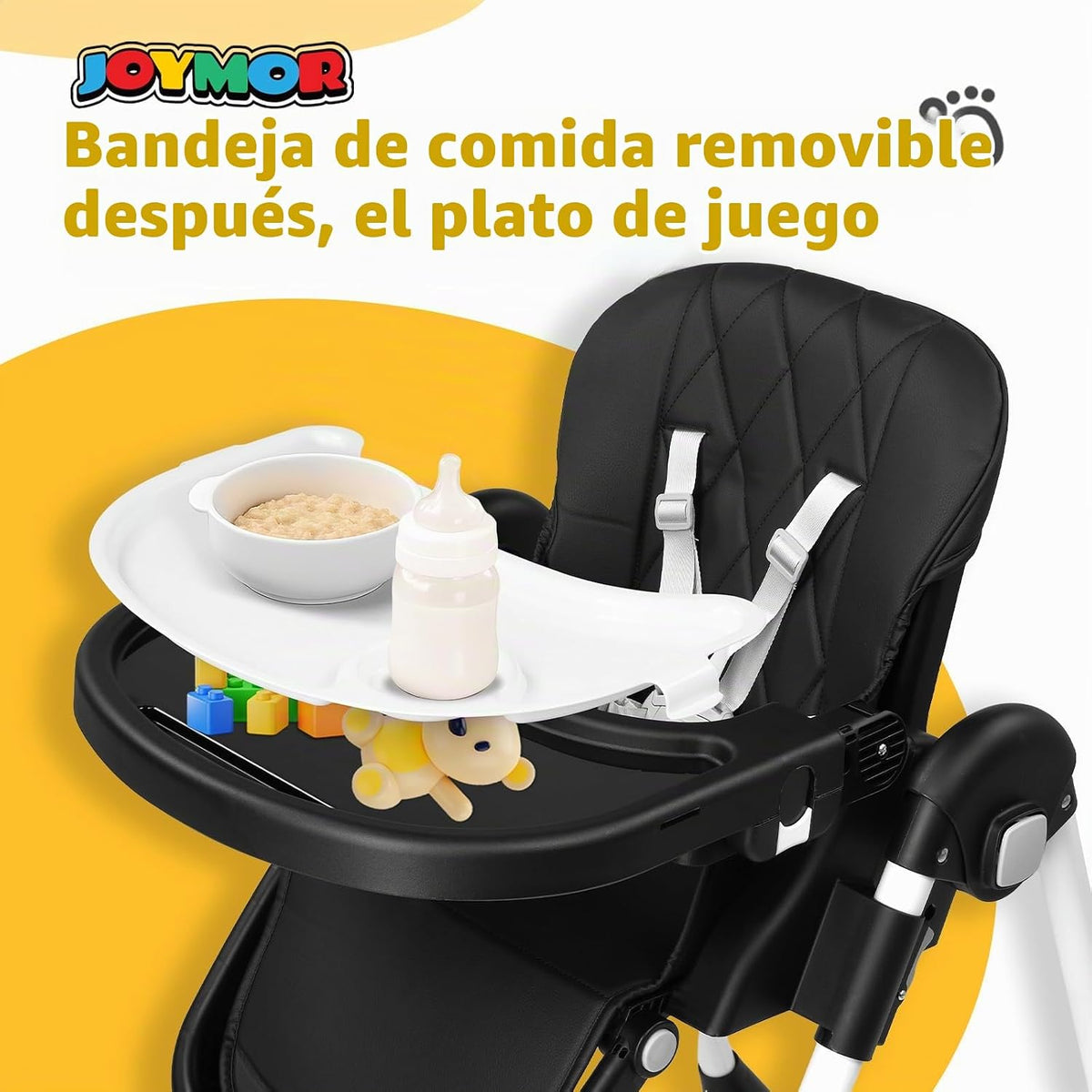 JOYMOR Trona plegable para bebé, Trona convertible 4 en 1 para come...