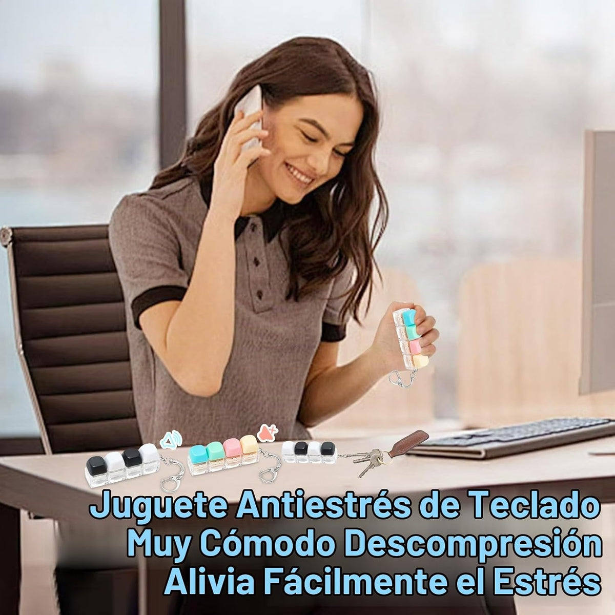 Juguete Fidget de Teclado, 2 Piezas Llavero de Teclado Fidget Click...