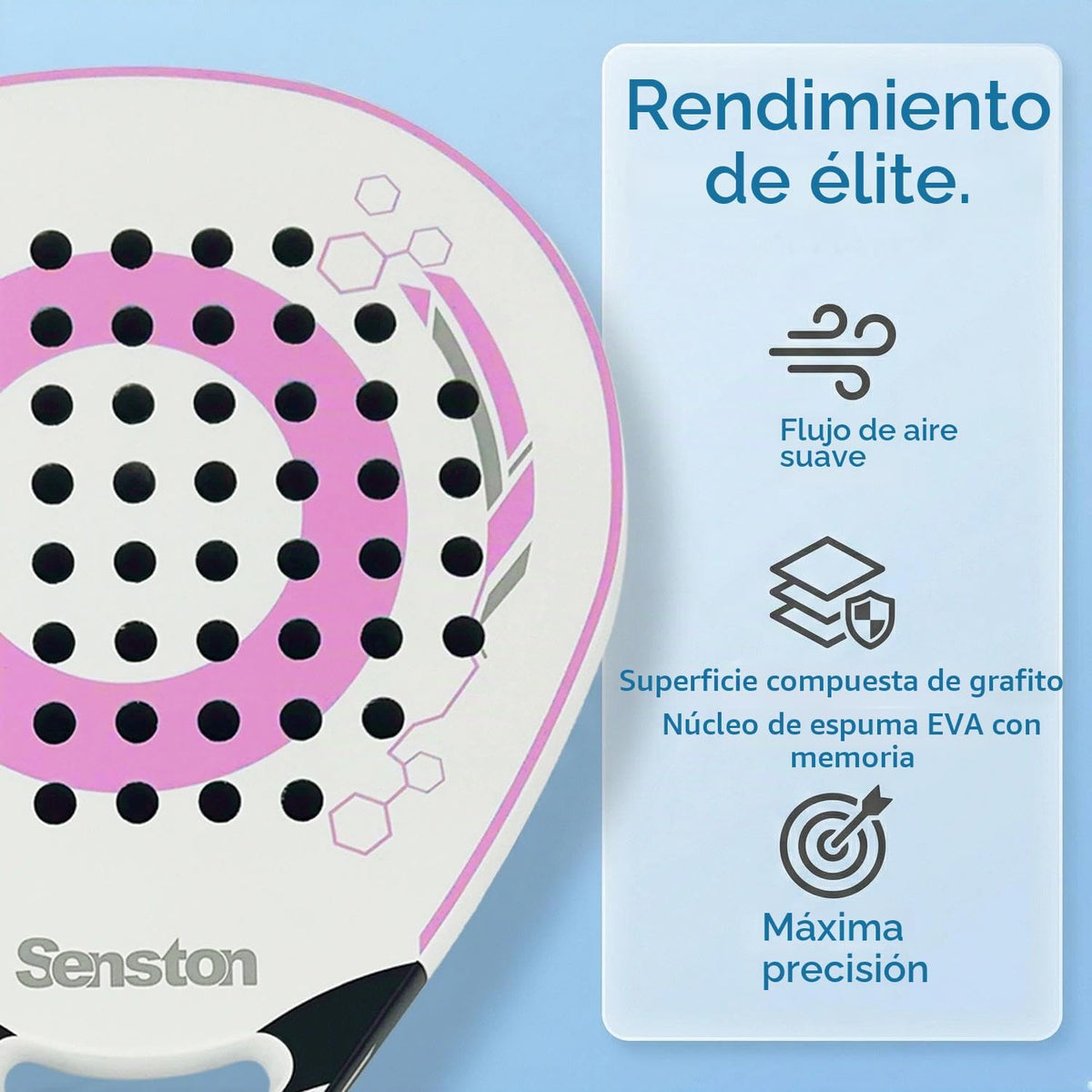 Senston Raqueta de pádel con superficie de fibra de carbono con núc...