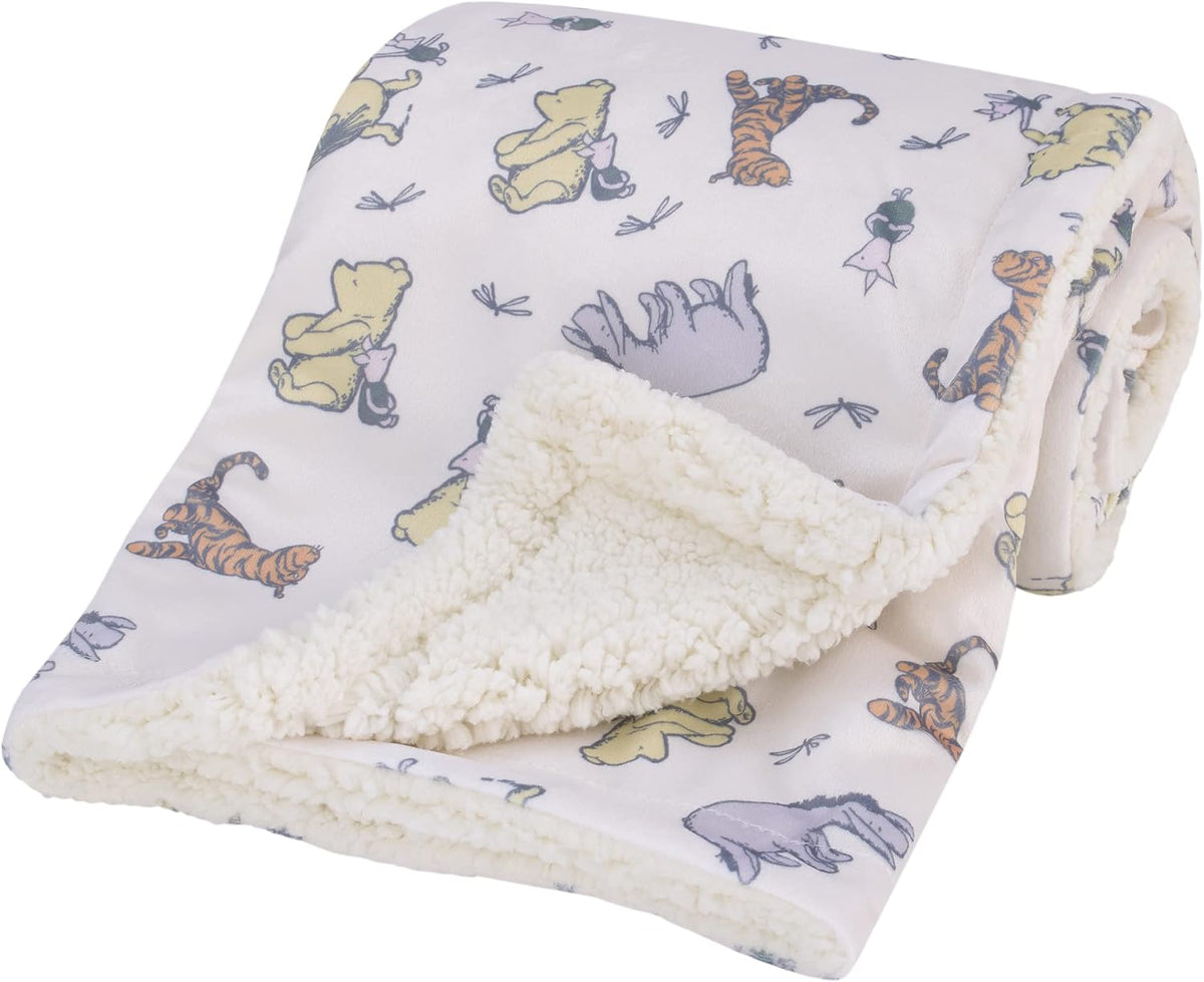 Disney Classic Pooh Naturally Friends - Manta para bebé de sherpa s...