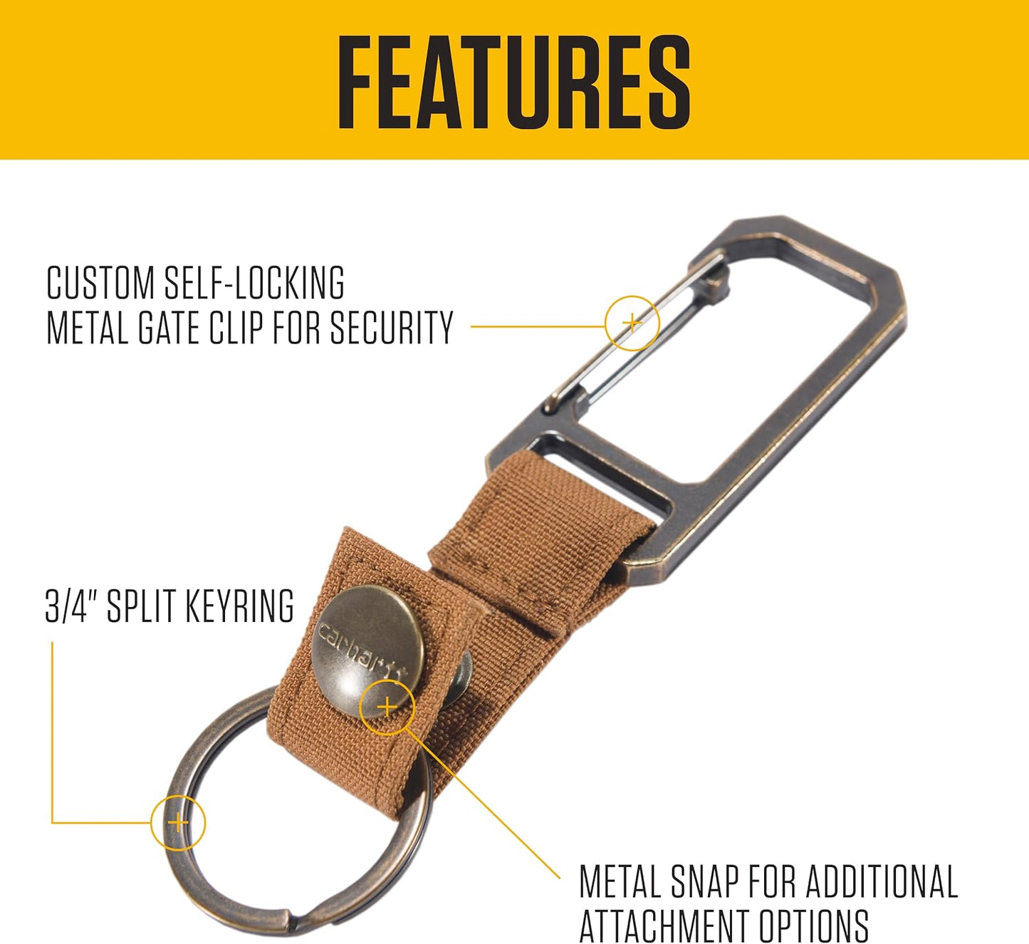 Carhartt Llavero de metal duradero unisex para adultos, soporte par...