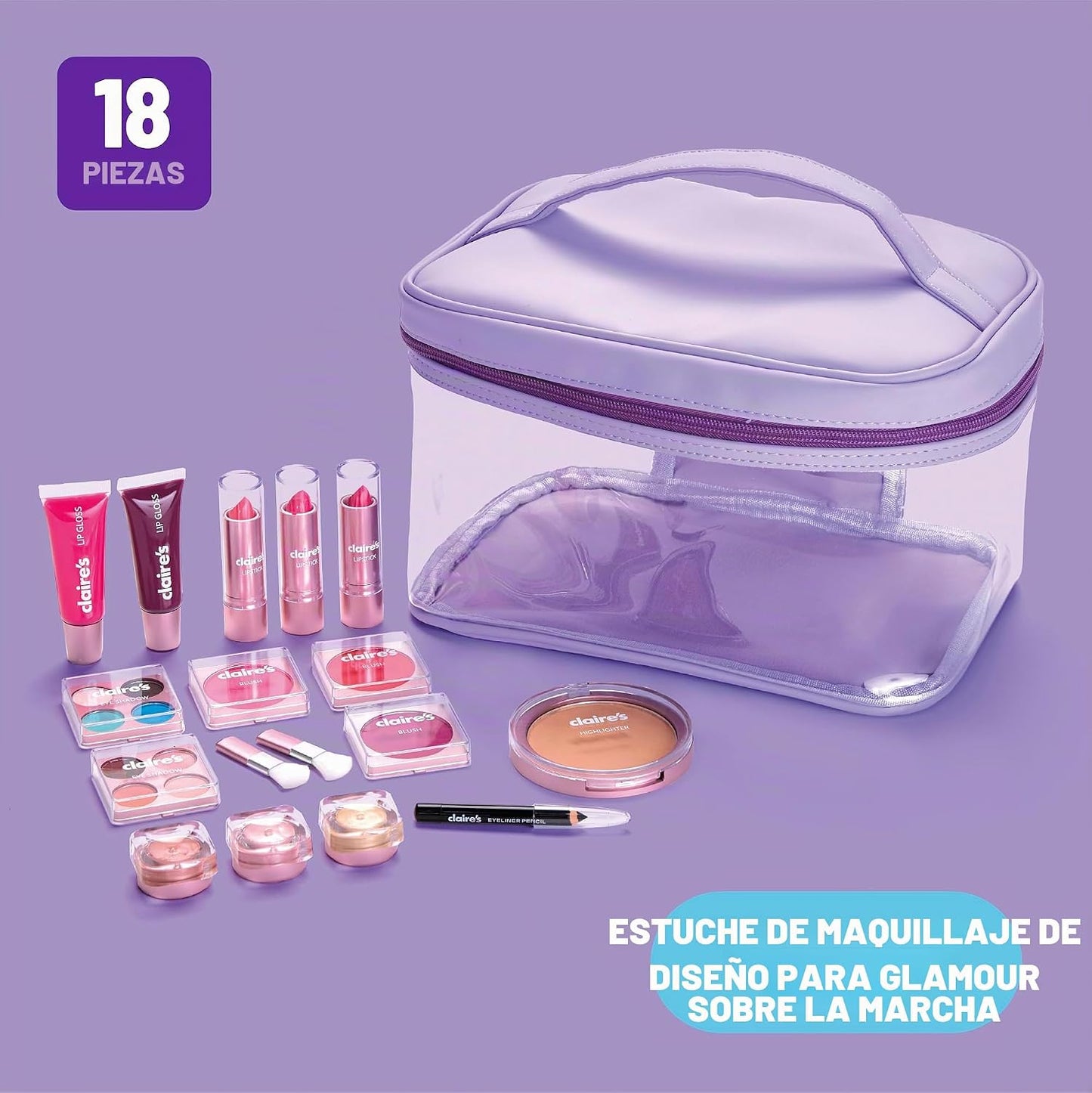 Claire's Kit de maquillaje definitivo, juego de cosméticos real...