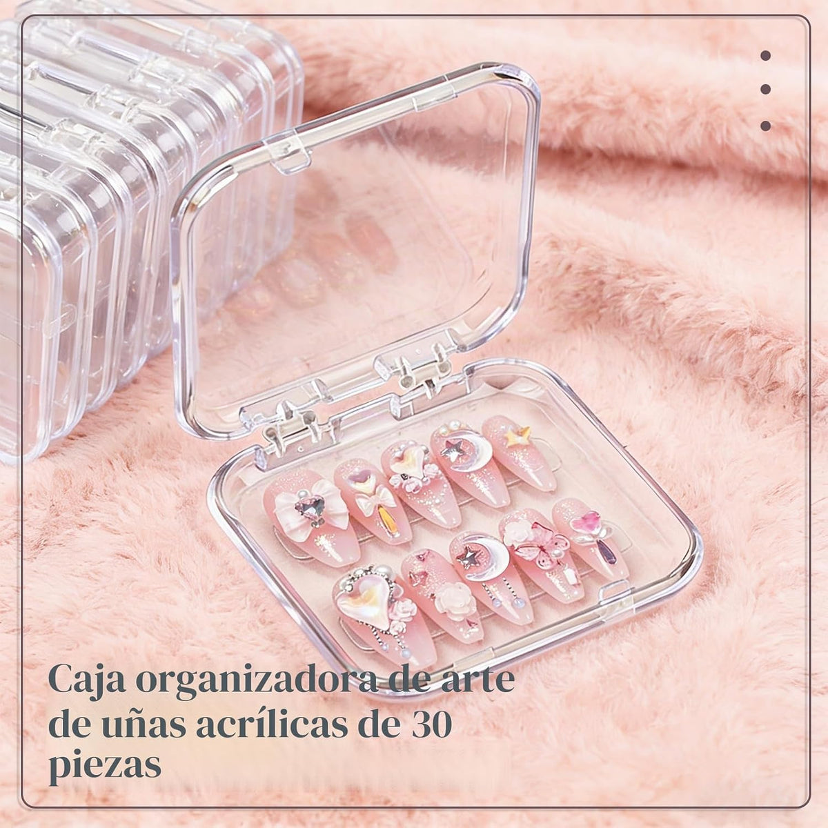 YOSMAKIY 30 cajas de embalaje de uñas a presión, juego de cajas de...