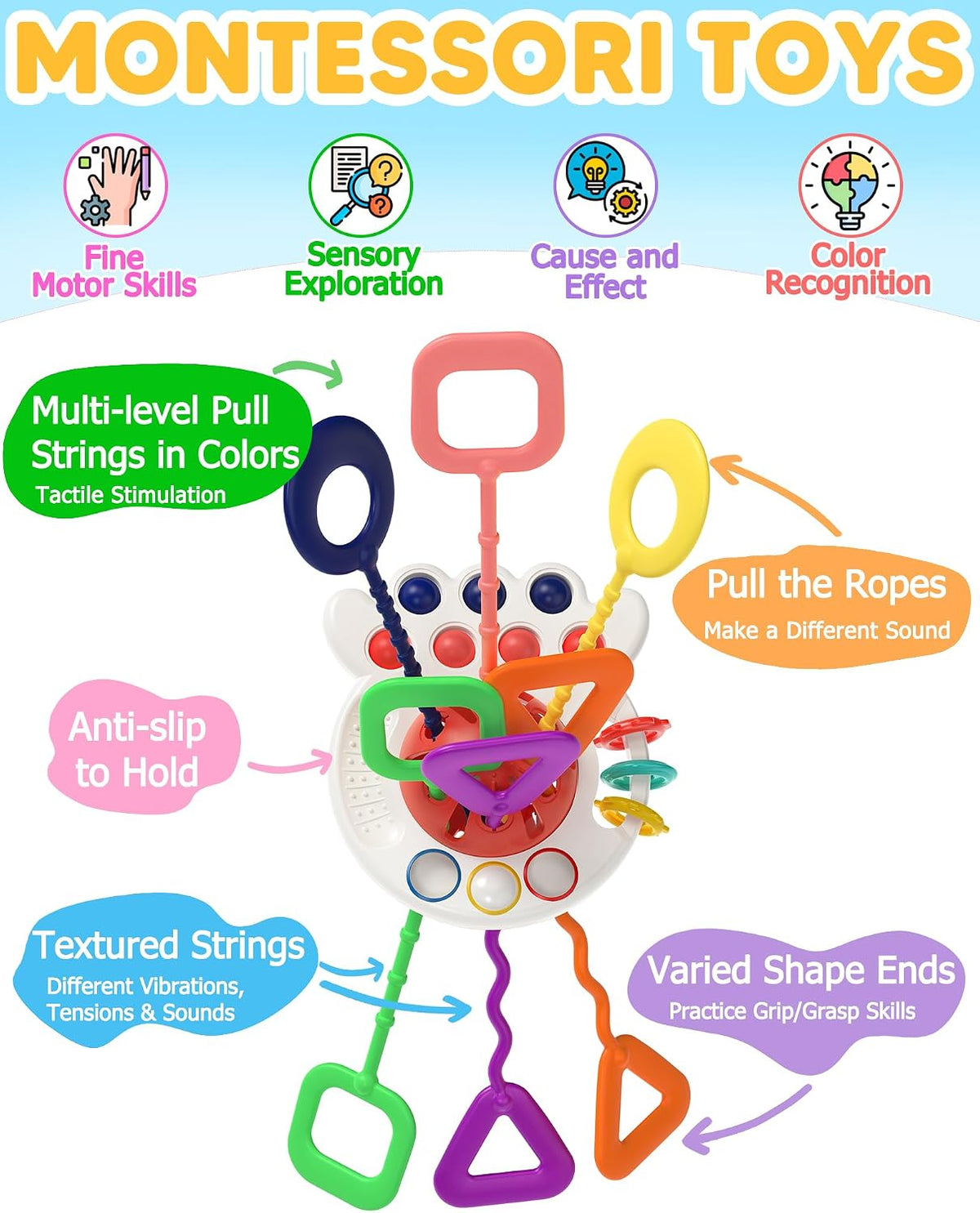 Juguetes Montessori sensoriales para bebés de 6 a 12 a 18 meses, ju...