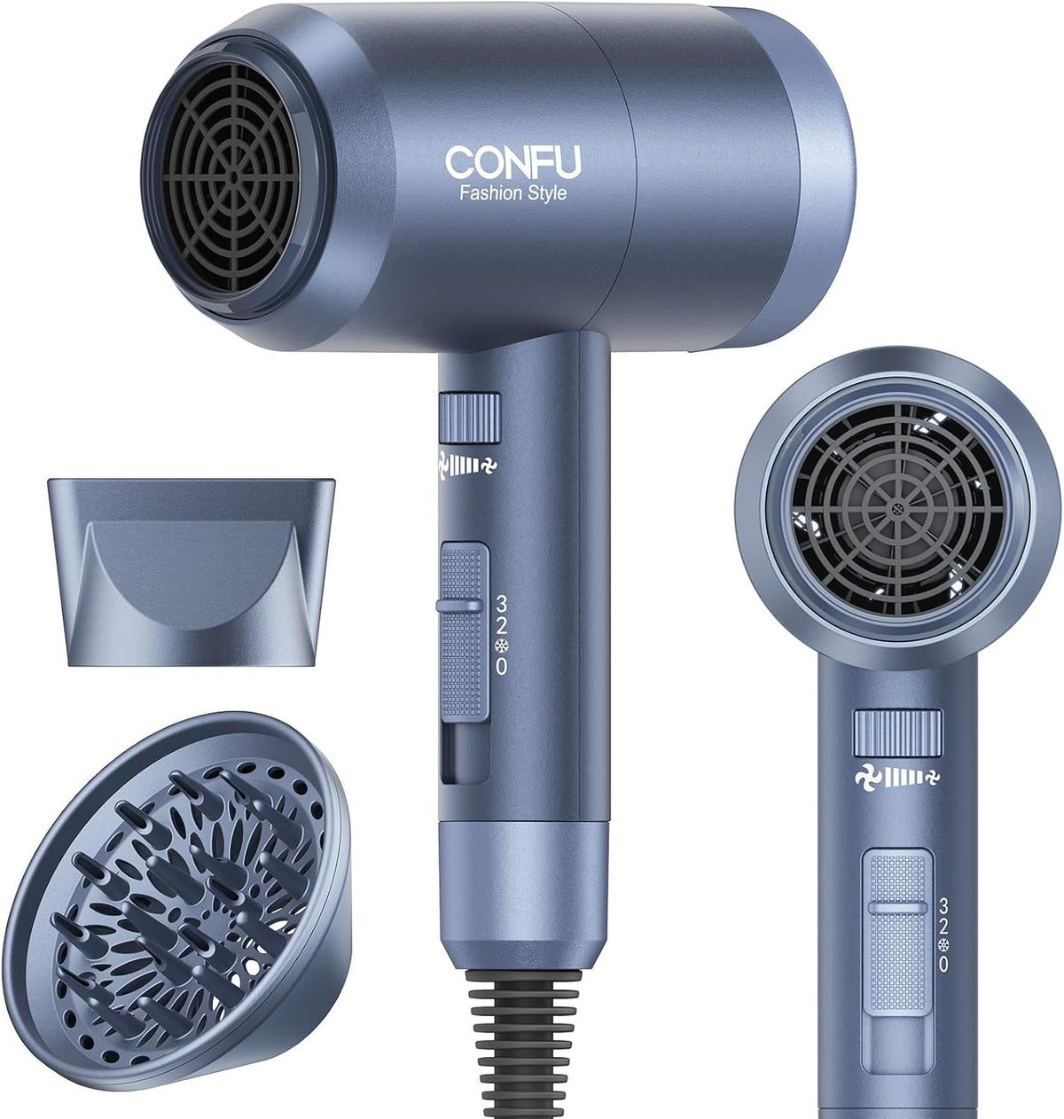 CONFU Secador de pelo con difusor, secador de pelo para mujer, seca...