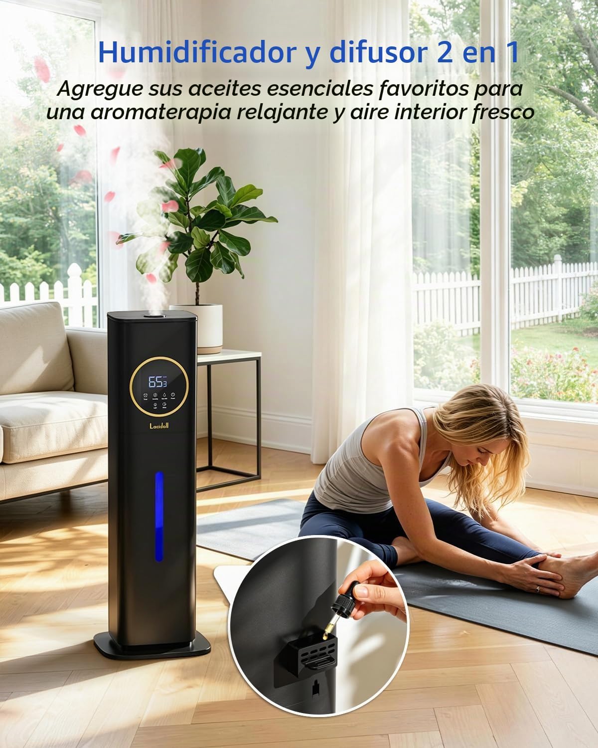 LACIDOLL Humidificadores para dormitorio de 500 pies cuadrados | Lu...