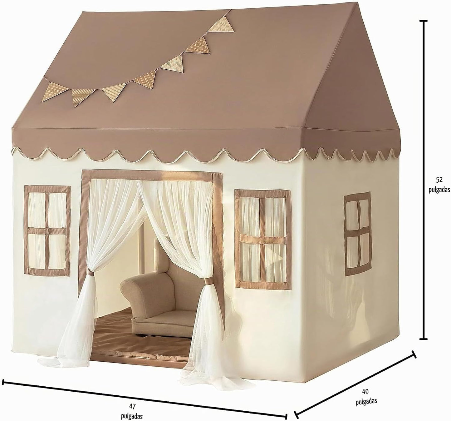 Tienda de campaña para niños con alfombrilla acolchada, gran casa d...