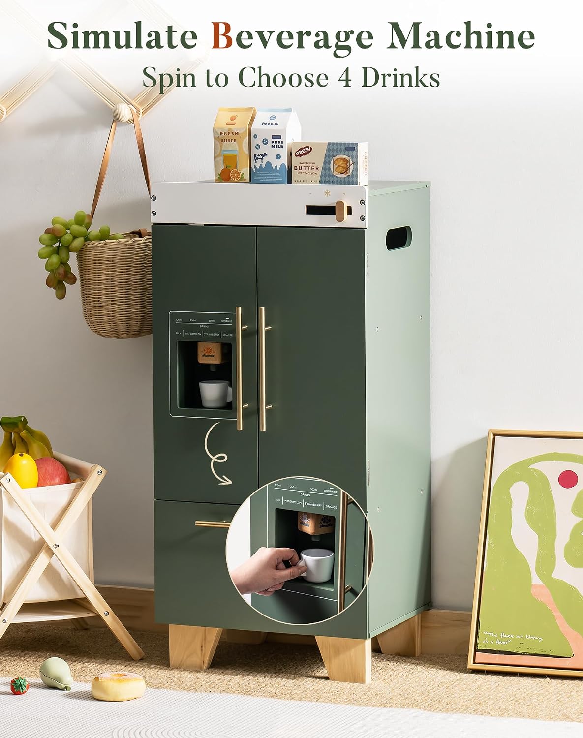 ROBOTIME Nevera de Juguete de Madera - Juego de Cocina de Juguete c...