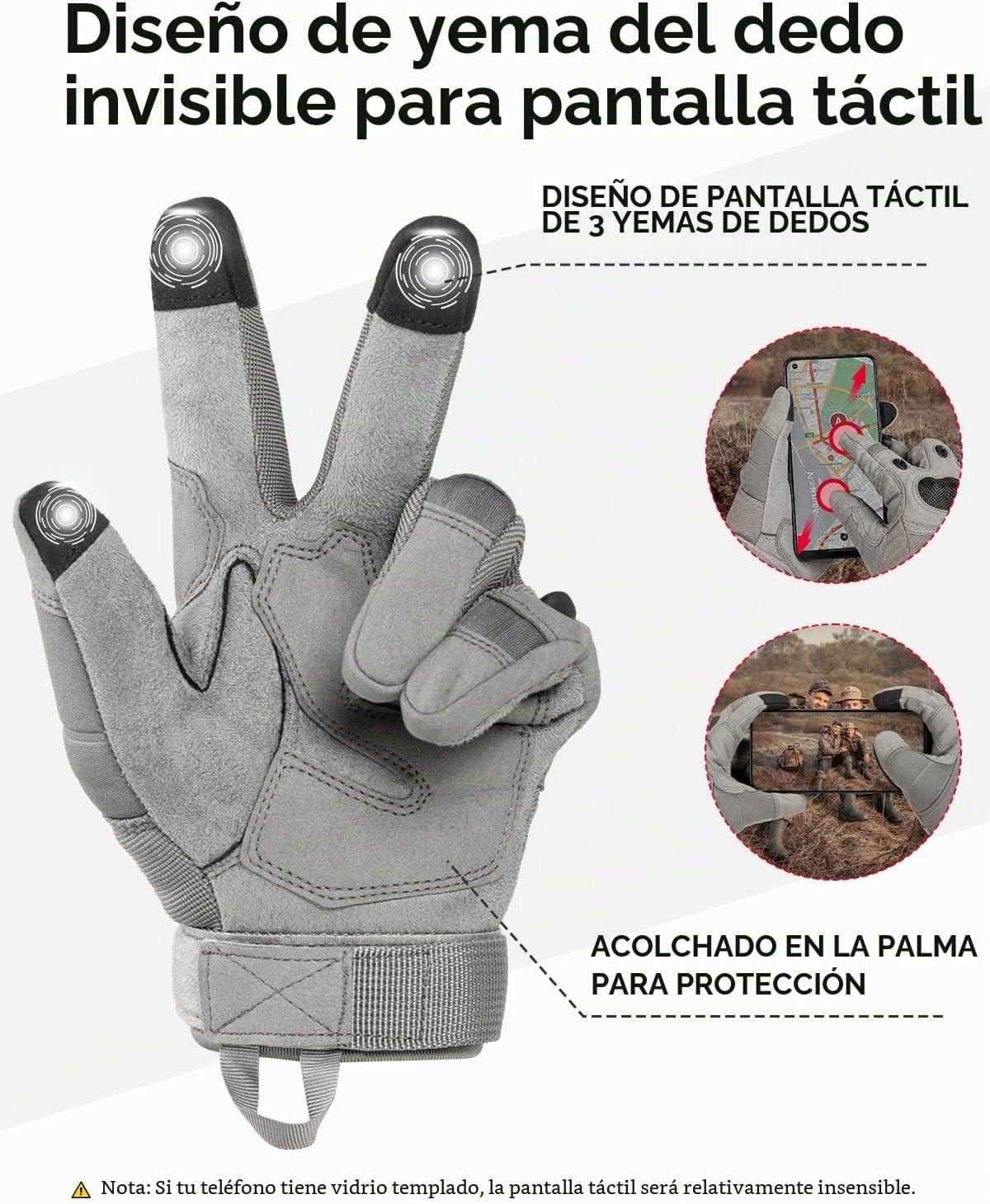KEMIMOTO Guantes tácticos para hombres, guantes de motocicleta con...