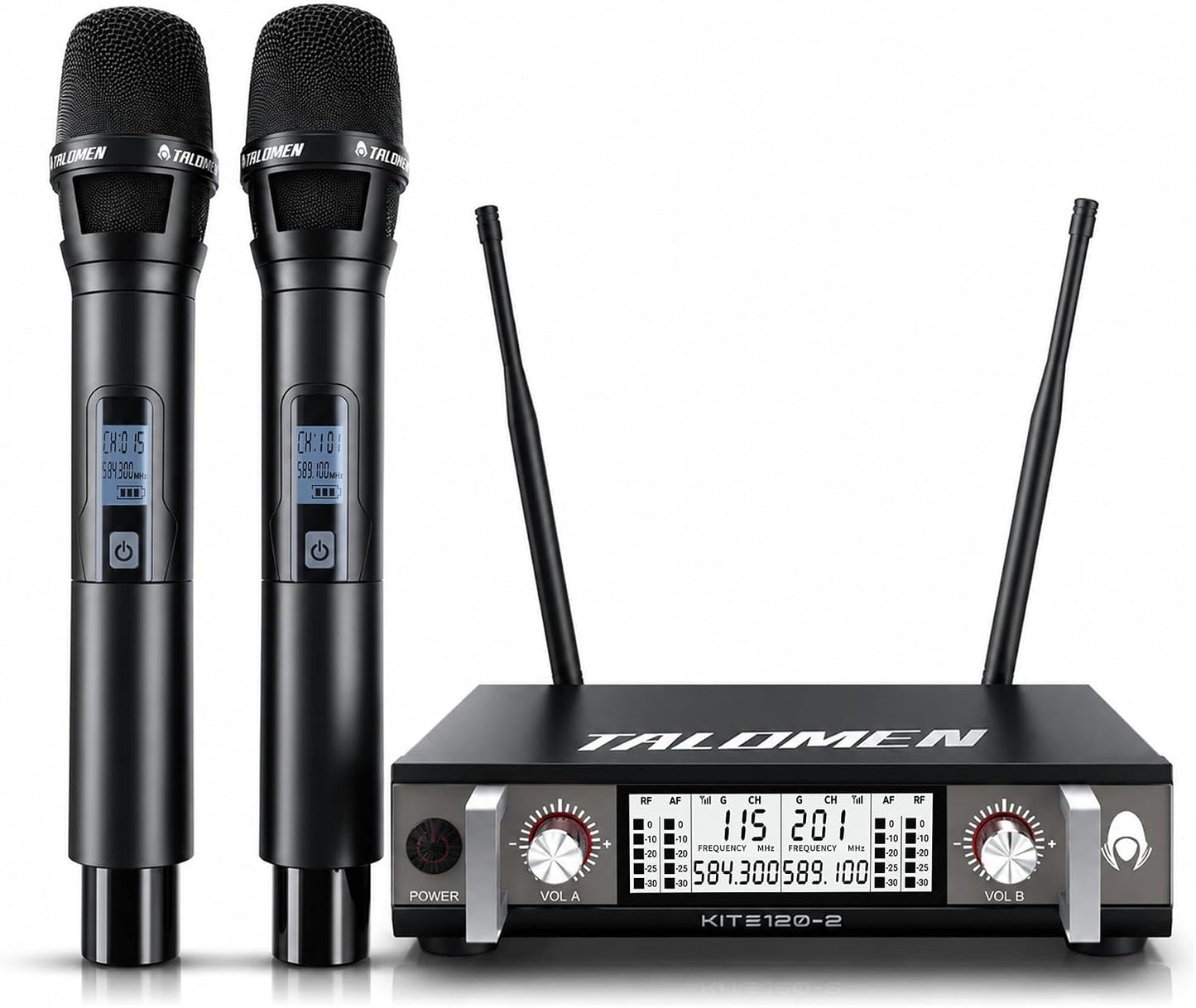 talomen Sistema de micrófono inalámbrico, UHF Dual Channel Handheld...