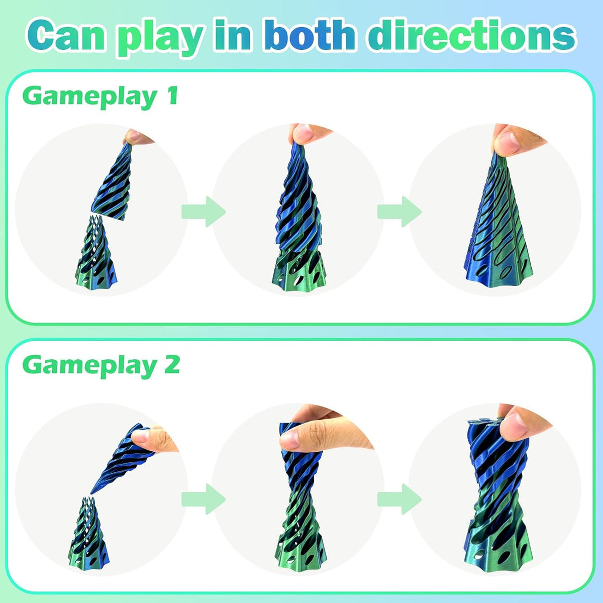 12pcs 3D Impreso Espiral Fidget Juguetes, Imposible Pasar A Través...