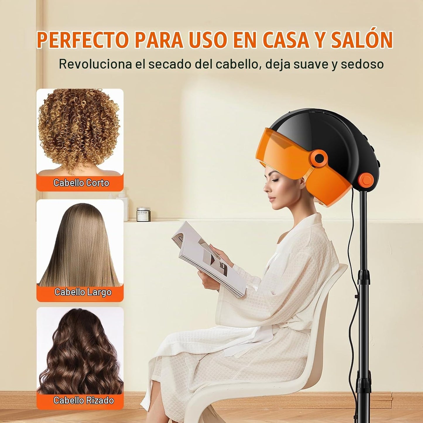 VEVOR Ionic - Secador de pelo con capucha con ajuste de velocidad y...