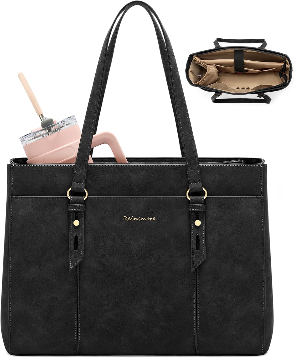 RAINSMORE Bolso vintage para portátil de 15.6" para mujer, colo...