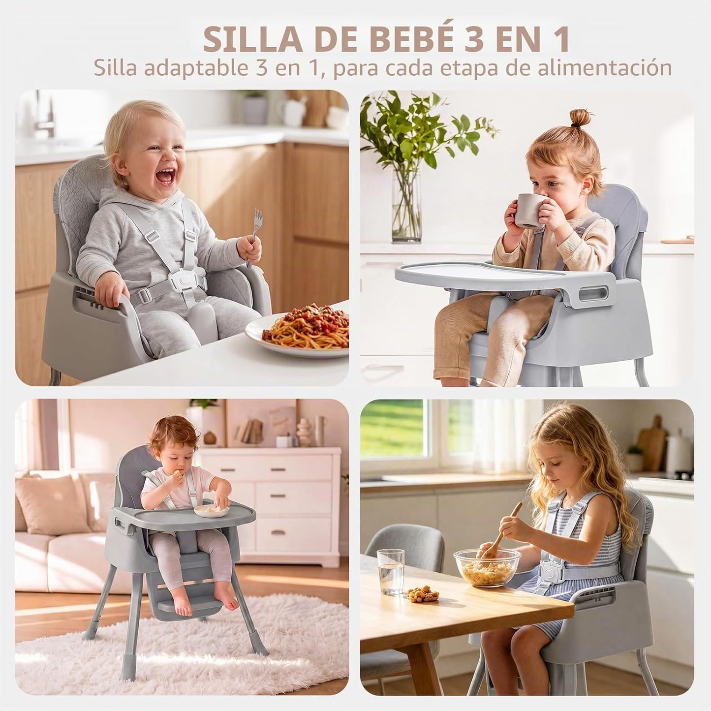 Silla Alta Portátil para Bebés de Meses, Infantes y Niños Pequeños...