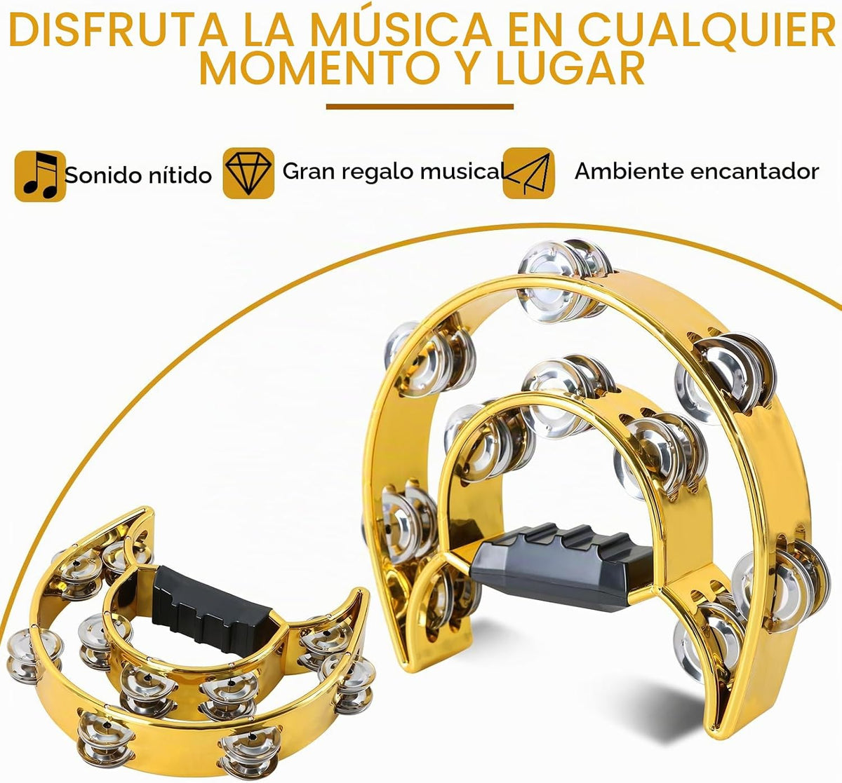 EASTROCK - Pandereta de música, instrumento de percusión de doble f...