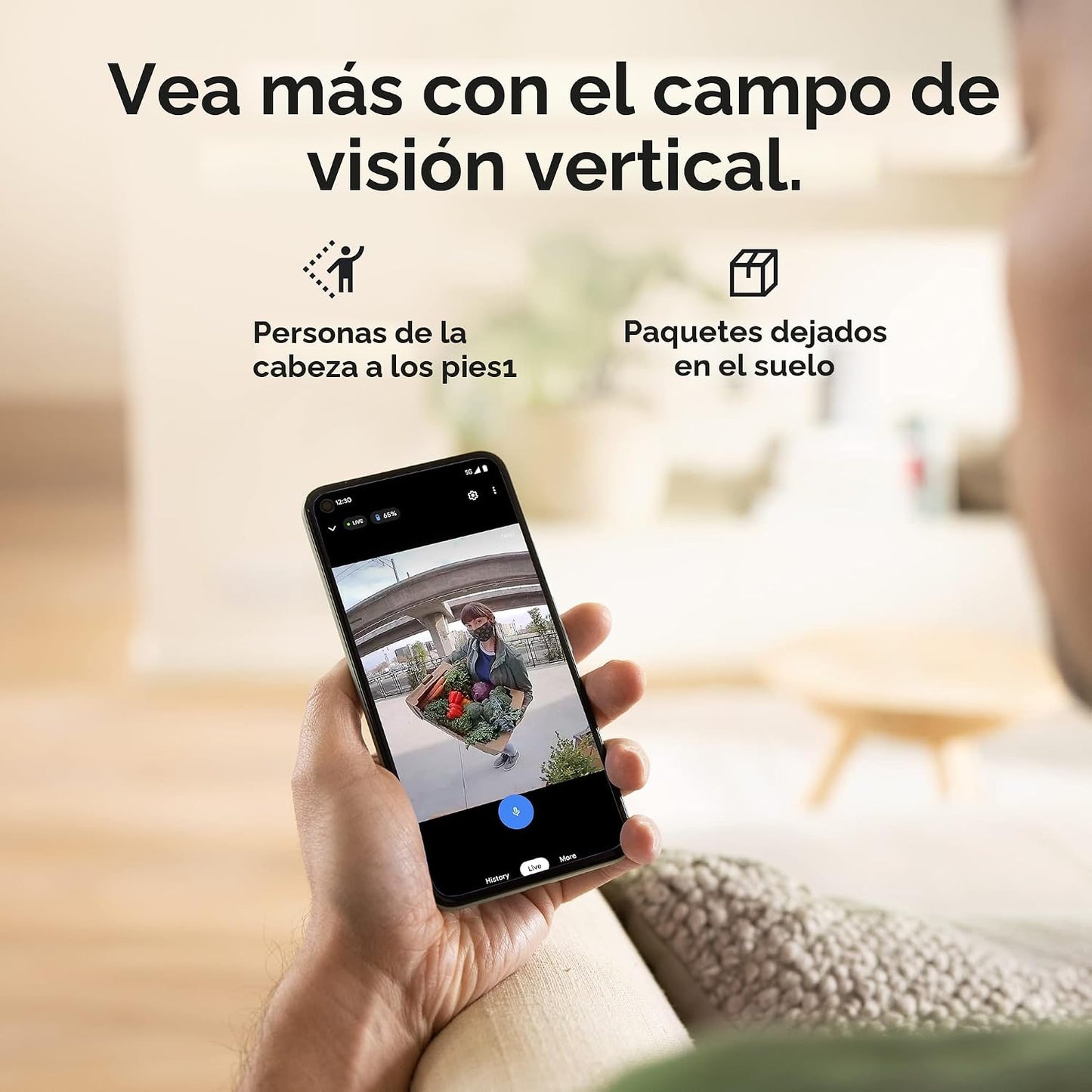 Google Nest Doorbell (Batería) - Ivy | Timbre de video con zoom dig...