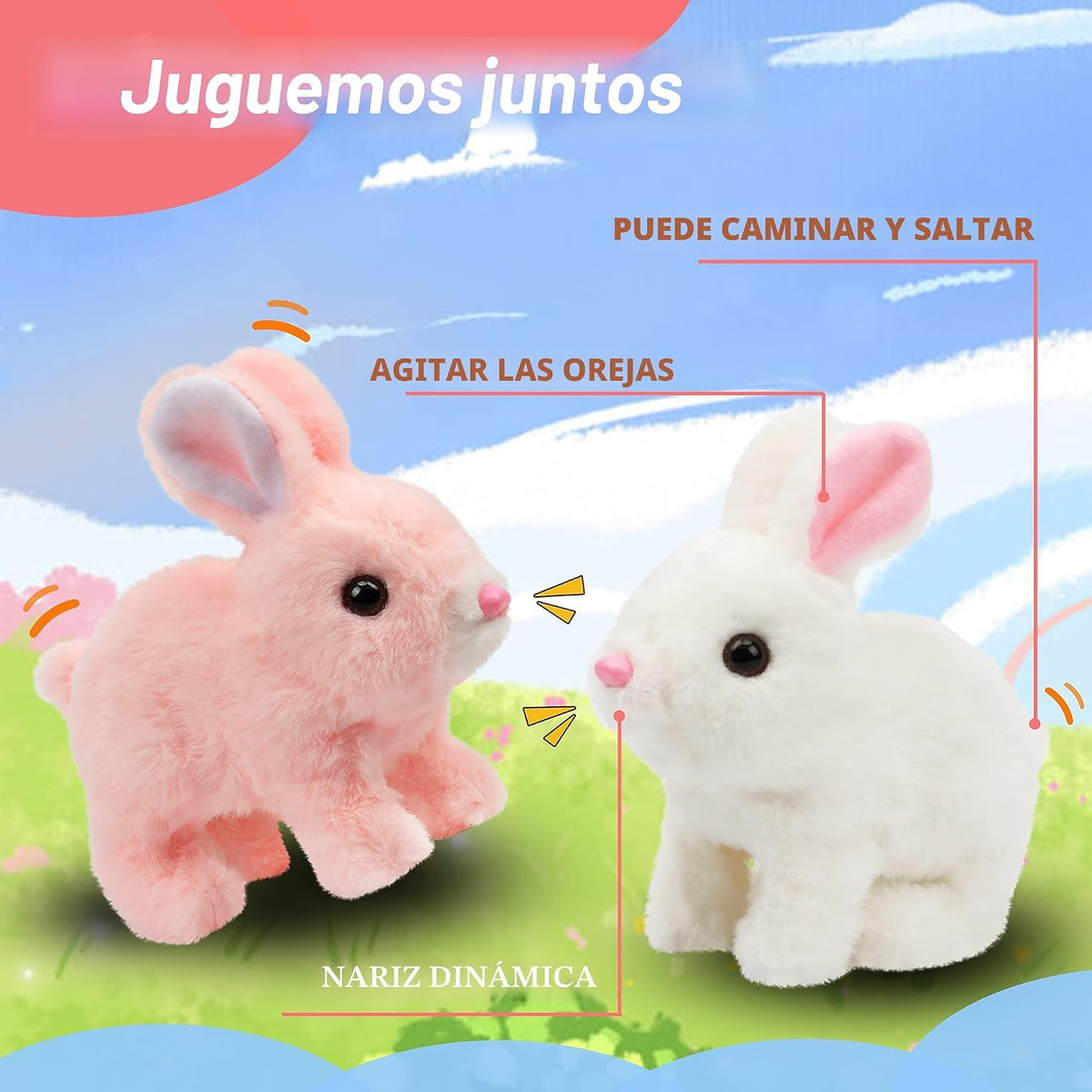 Hopearl - Conejo saltarín, juguete interactivo electrónico de peluc...