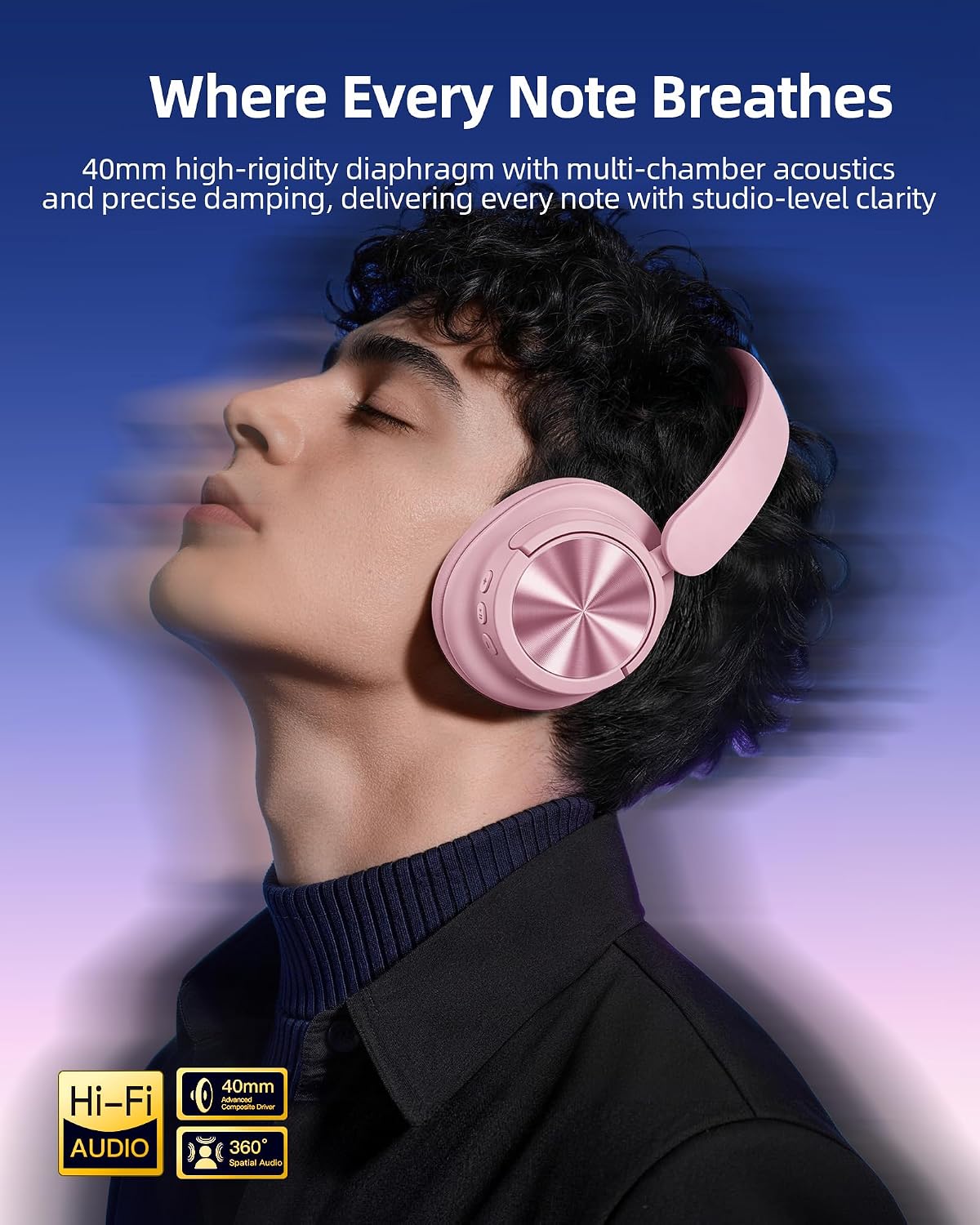 Auriculares híbridos con cancelación activa de ruido, 120 horas de...