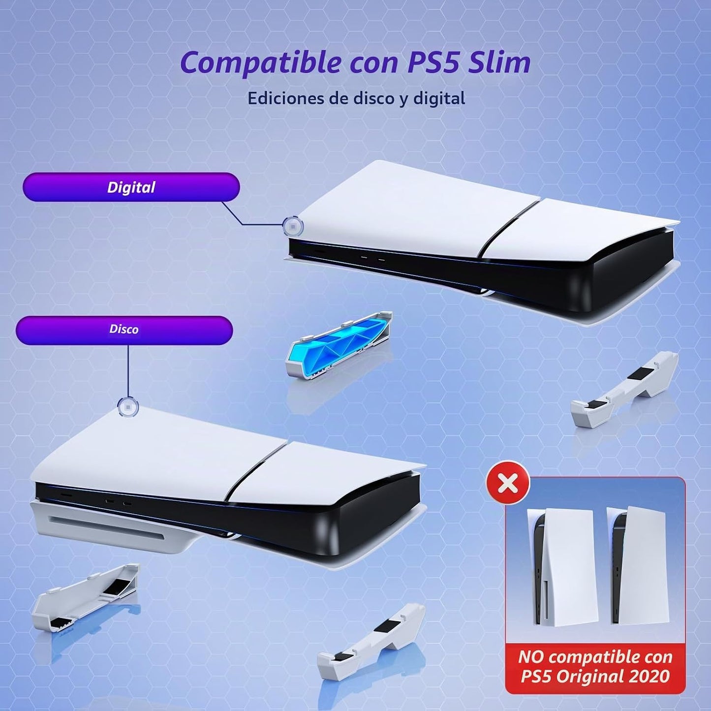 NexiGo - Soporte horizontal delgado para PS5 con estación de carga...